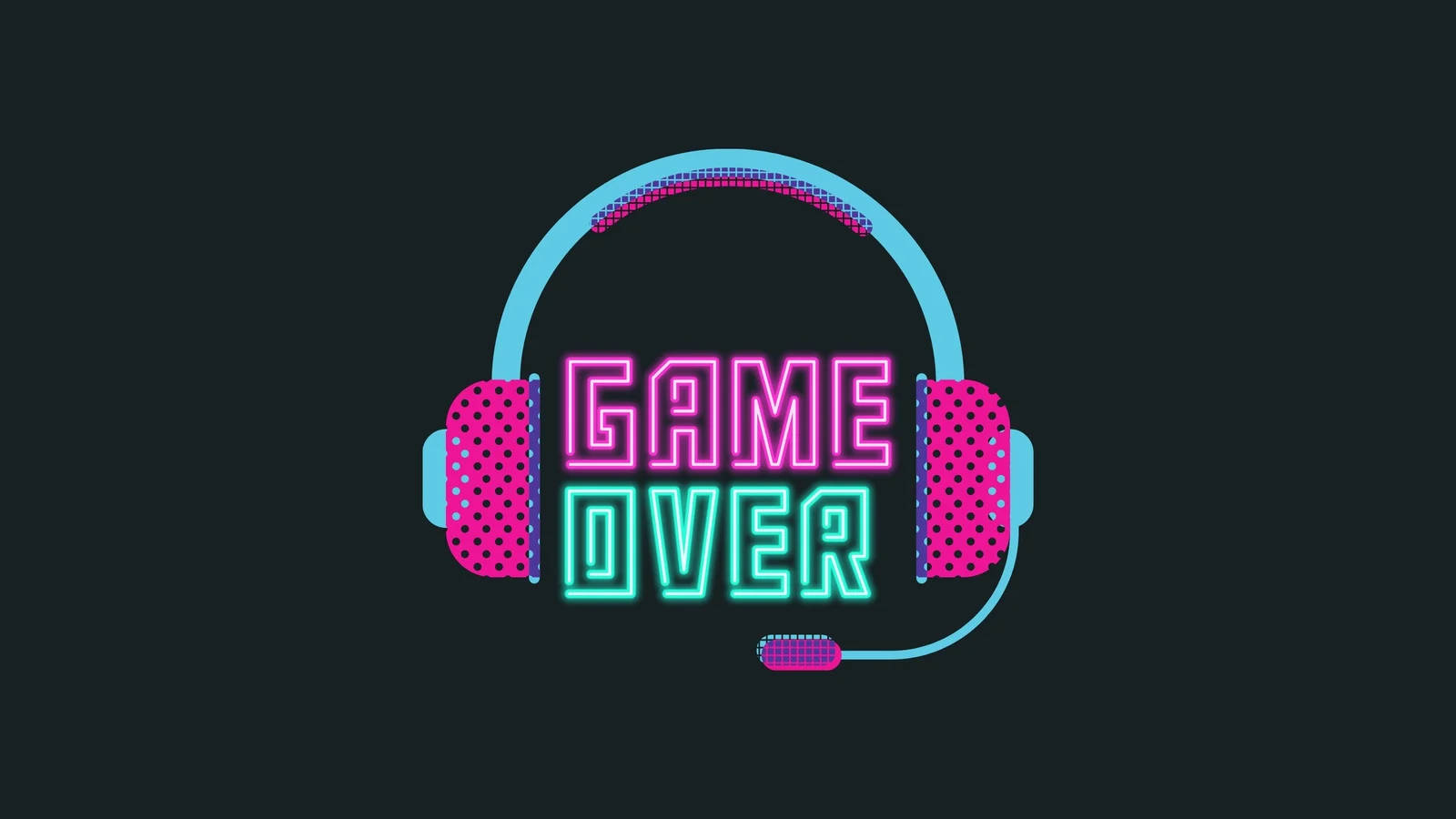 Крутой неоновый геймерский рабочий стол "Game Over" Обои