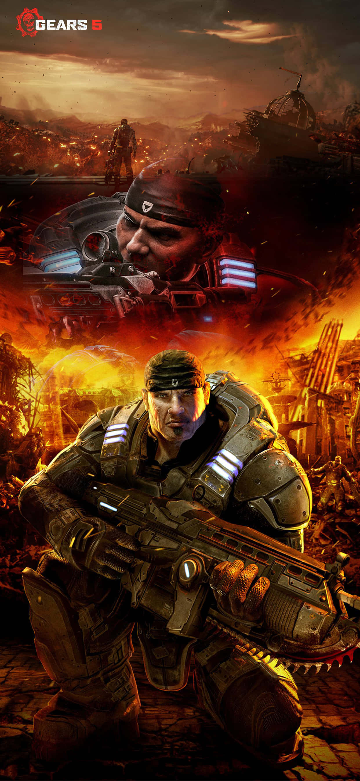 Подпись: Энергичные игровые обои Gears of War 5 для iPhone XS Max Обои