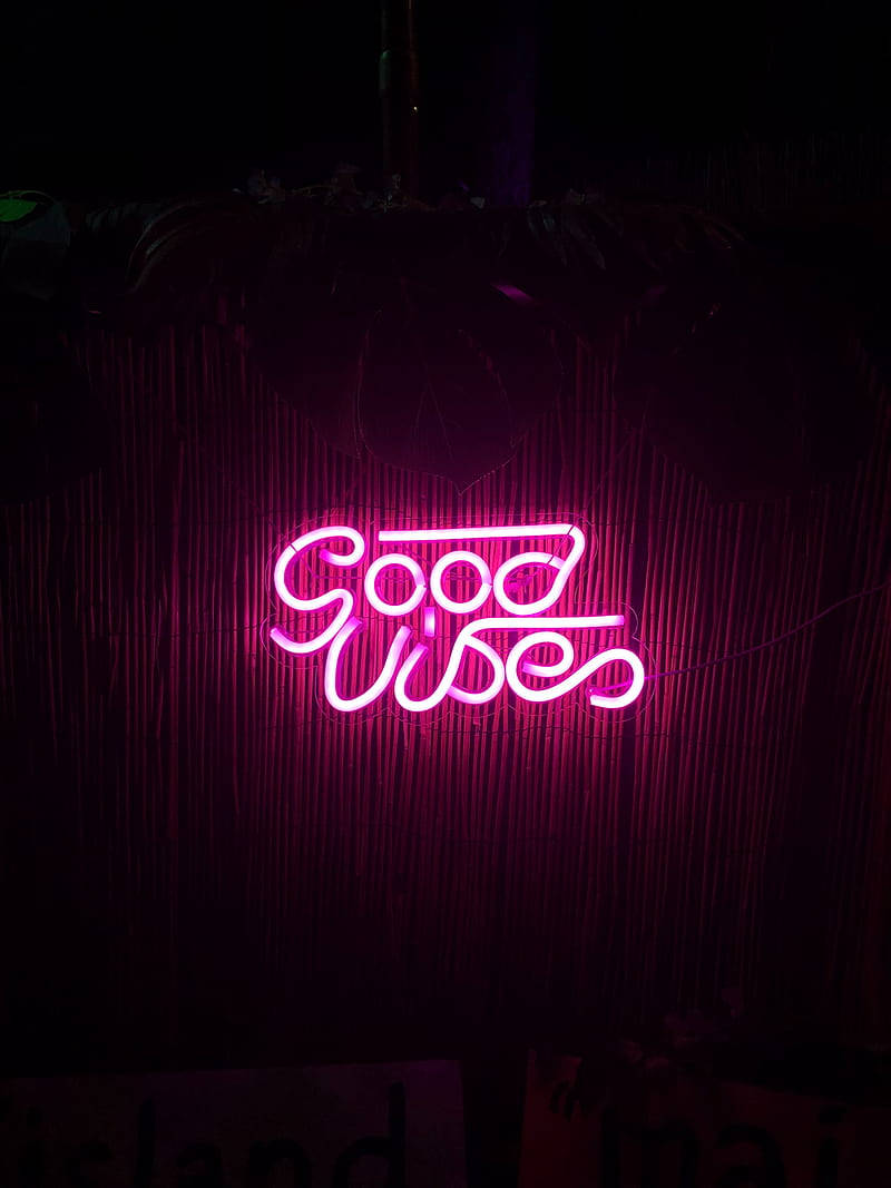 Good Vibes неоновая розовая эстетика Обои