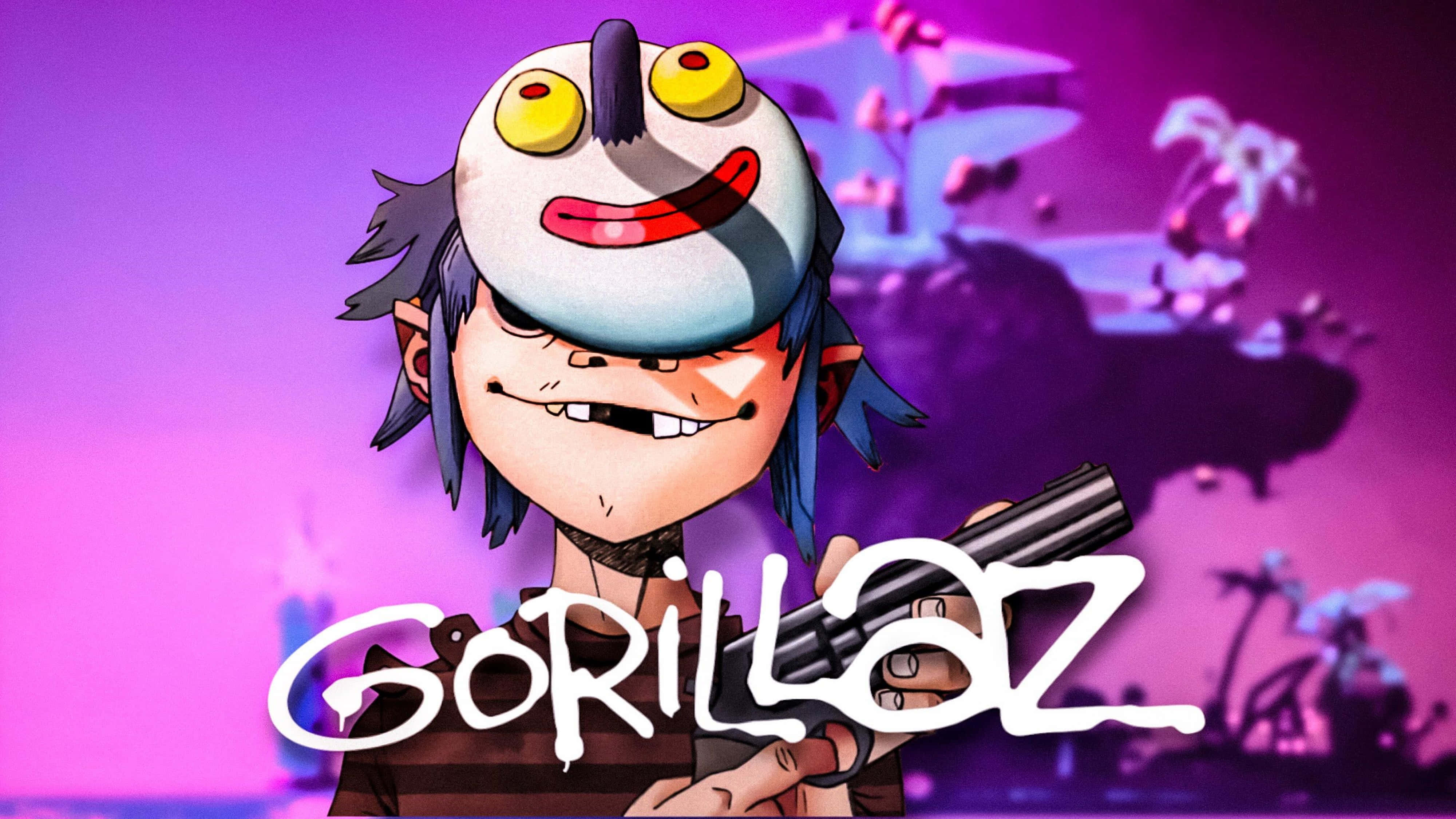 Gorillaz 4K 2D Фиолетовая эстетика Обои