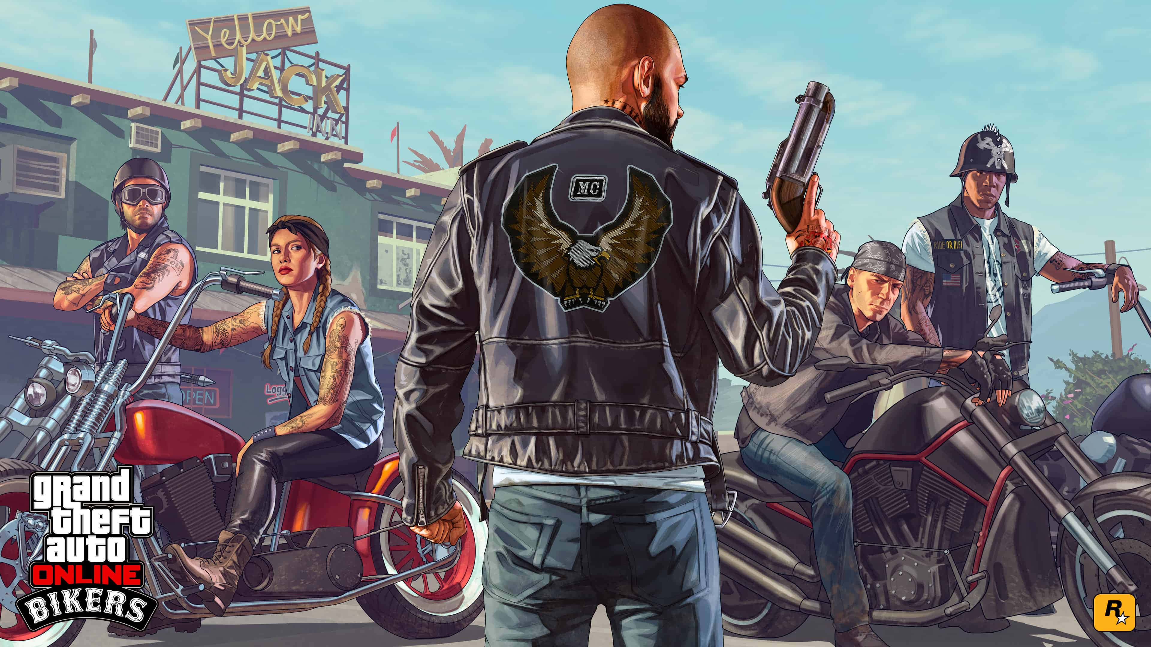 Фон GTA Grand Theft Auto Online Байкеры Постер Обои