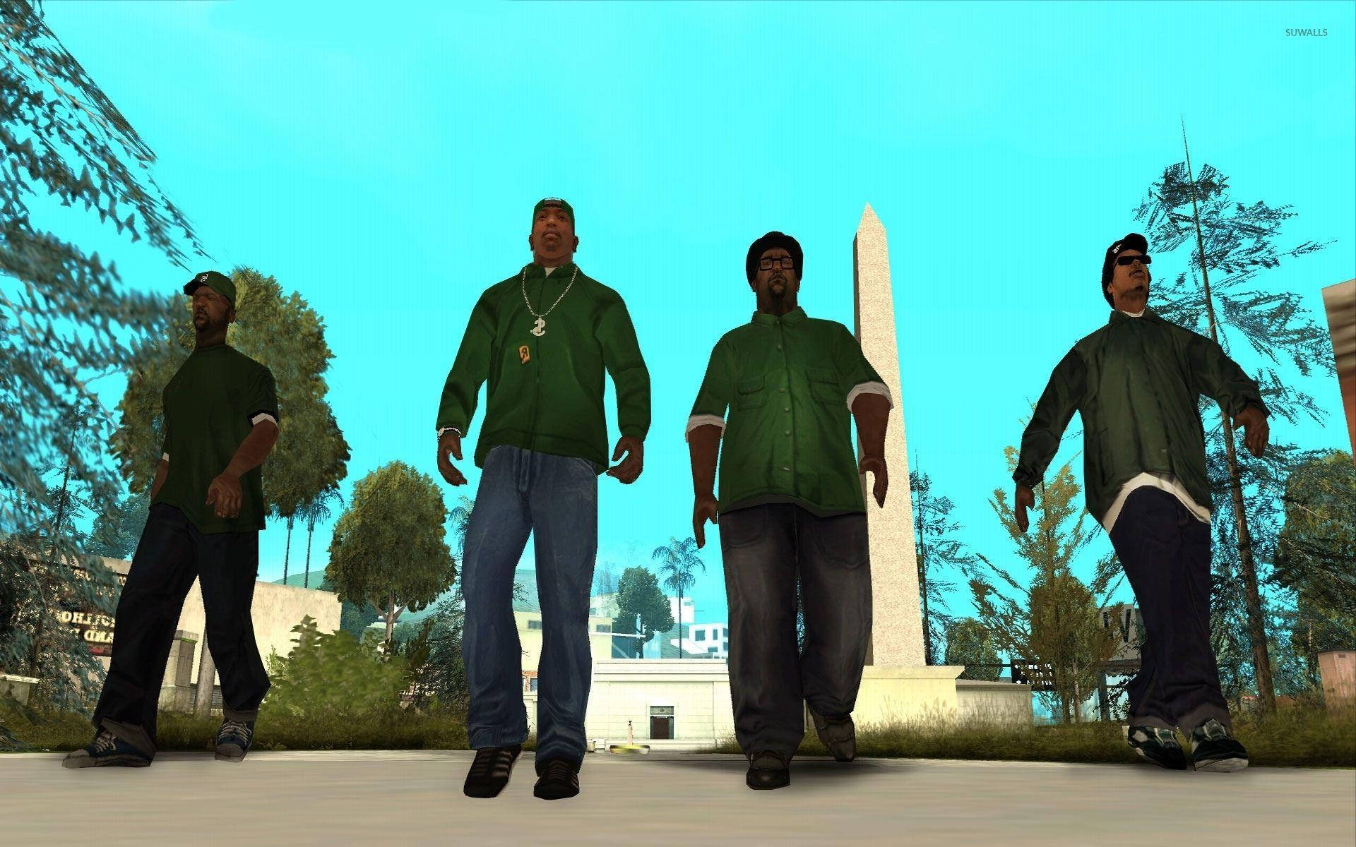 GTA SA 4K Банда Гроув-стрит Обои