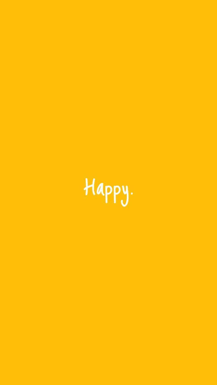 Милая пастельно-желтая эстетика с надписью Happy Обои