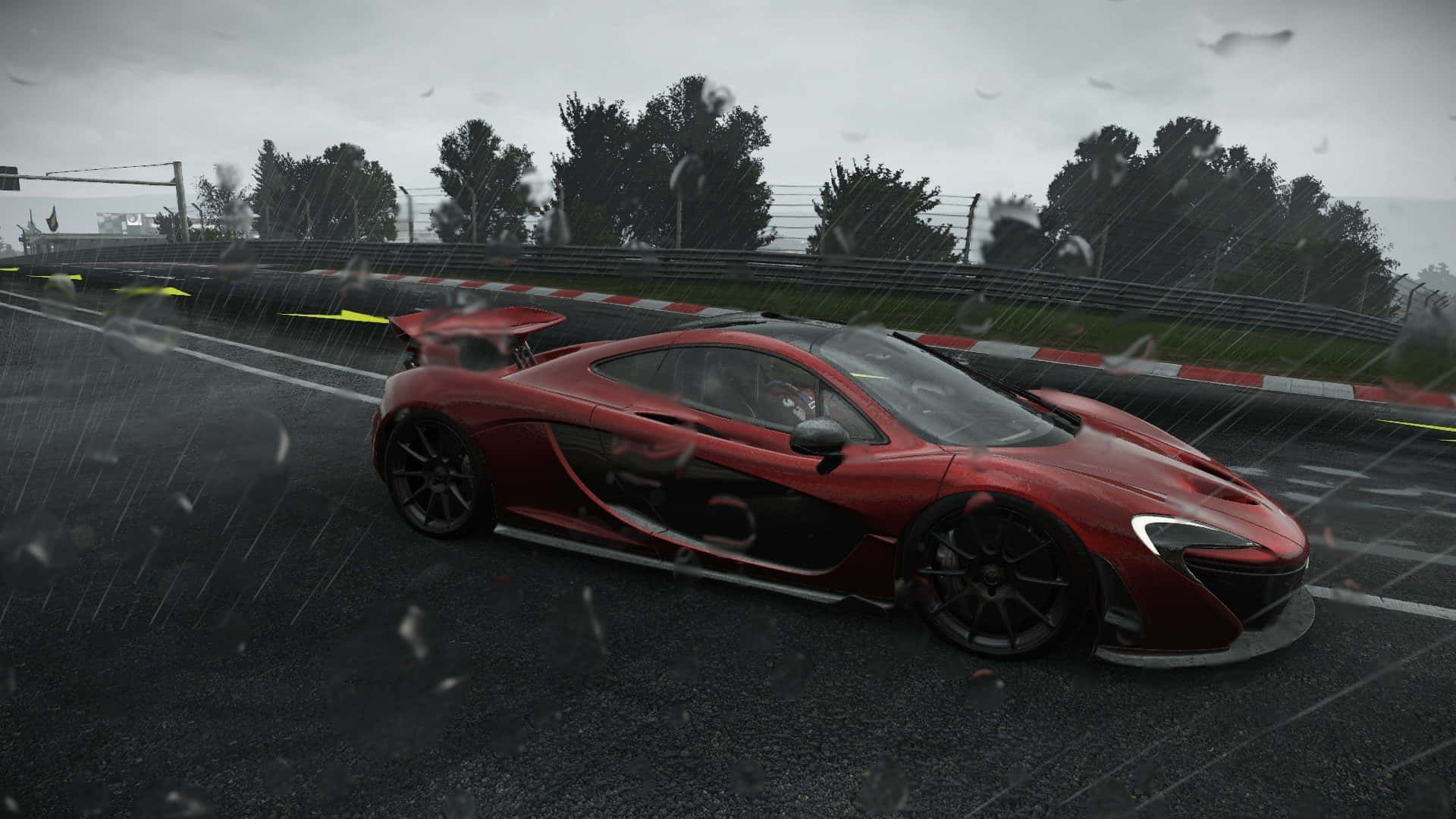 HD Project Cars Дождливый Красный McLaren P1 Фон Обои
