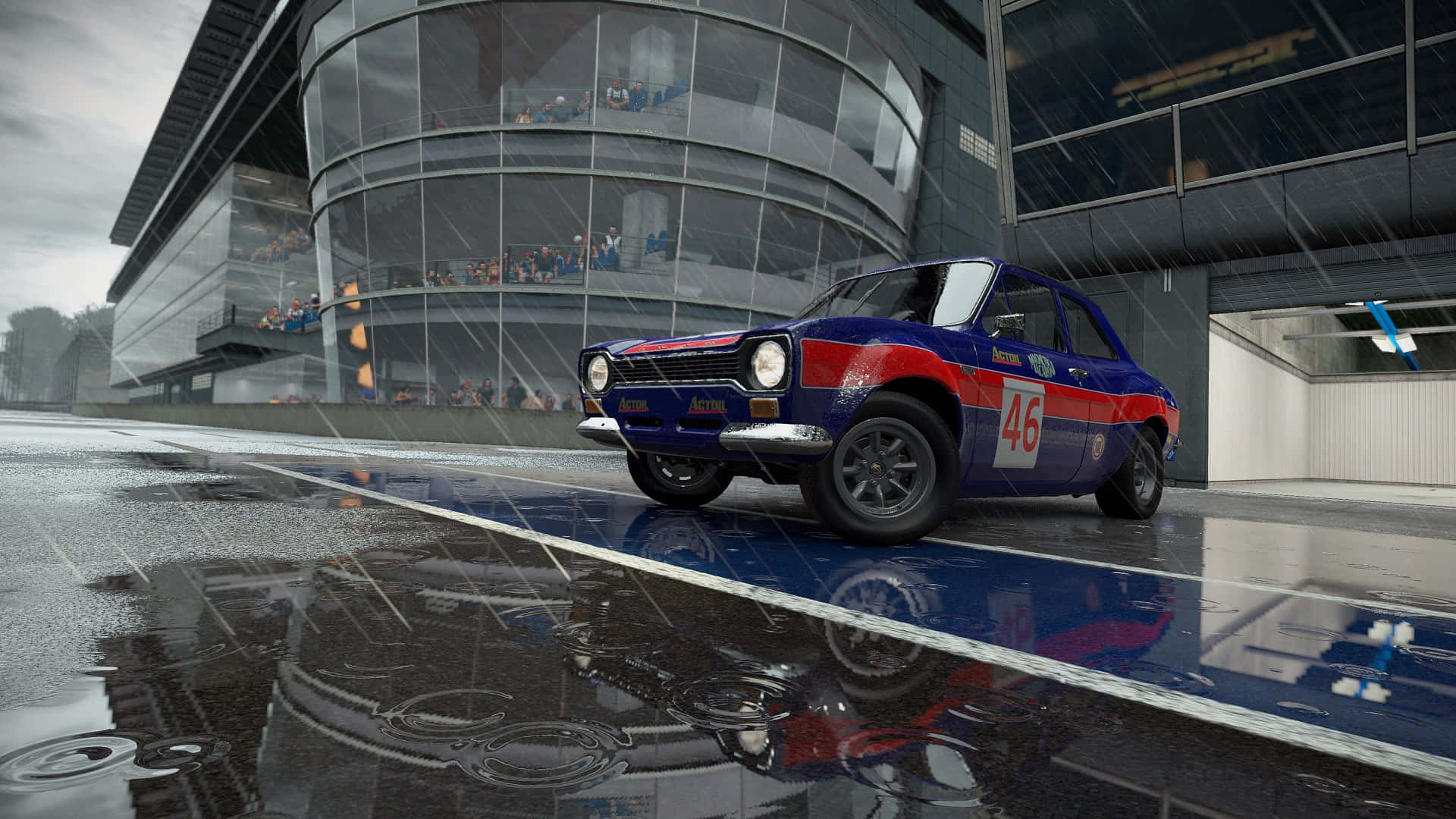 HD Project Cars Синяя машина с красным фоном Обои