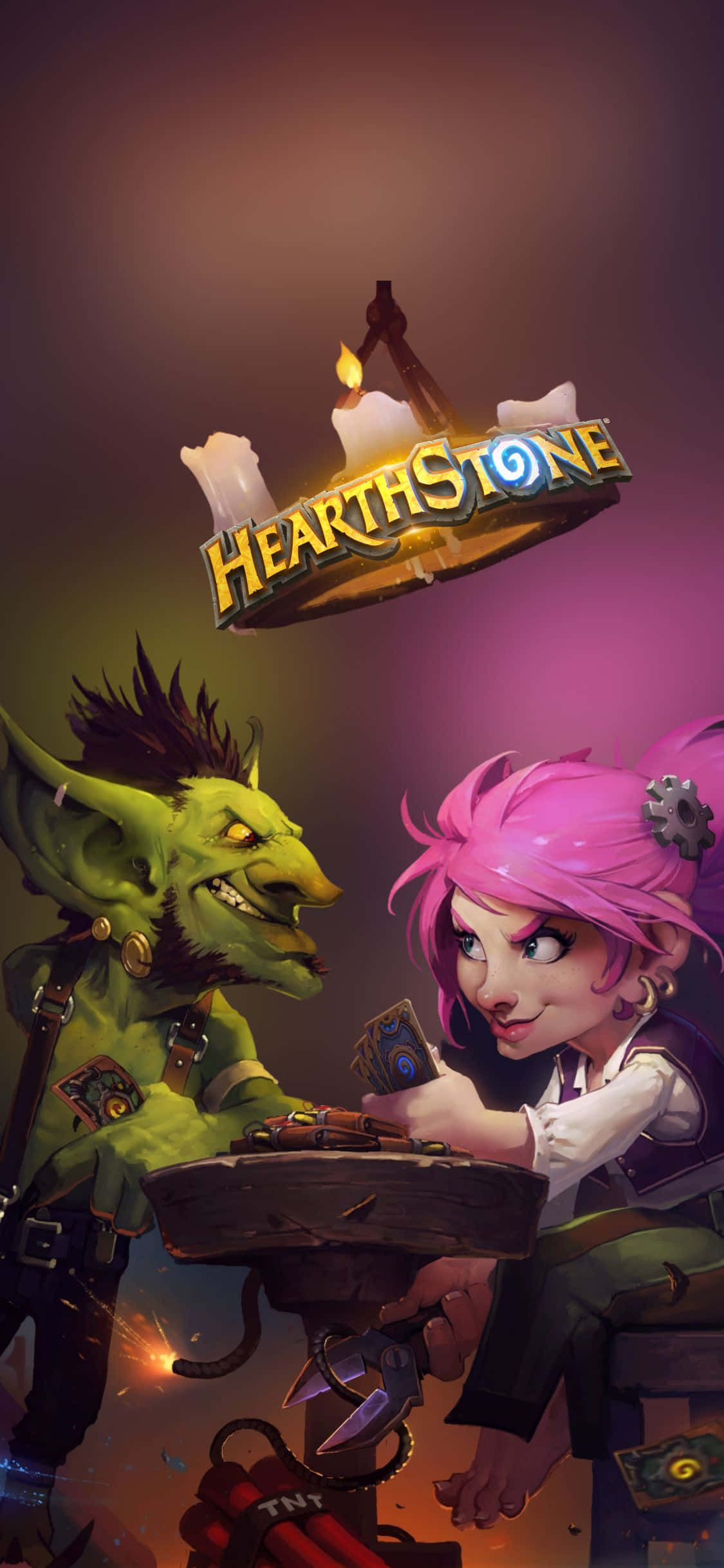 Гоблин и Гном играют в Hearthstone Обои для iPhone XS Обои