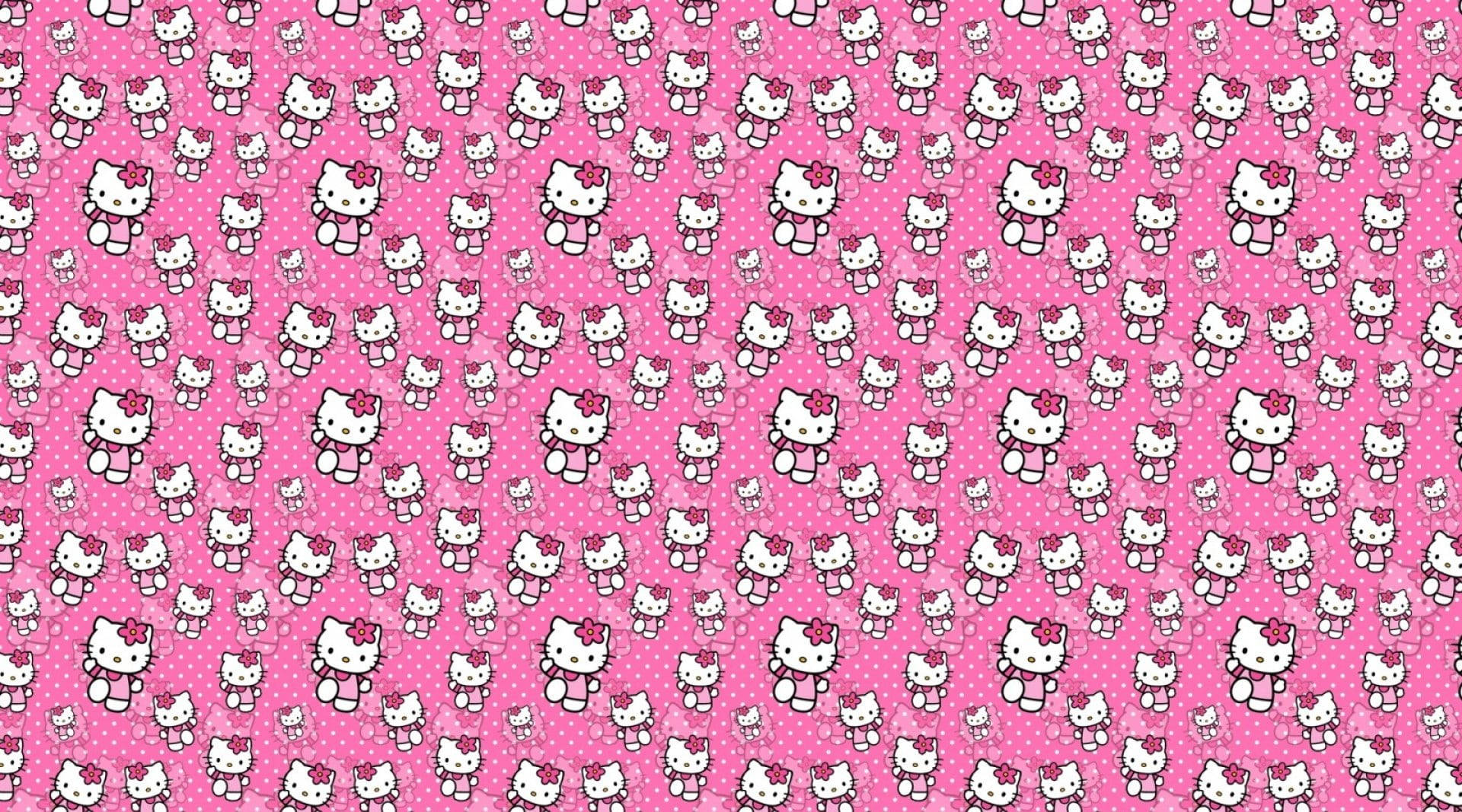 Розовая Hello Kitty с идущей графикой Обои