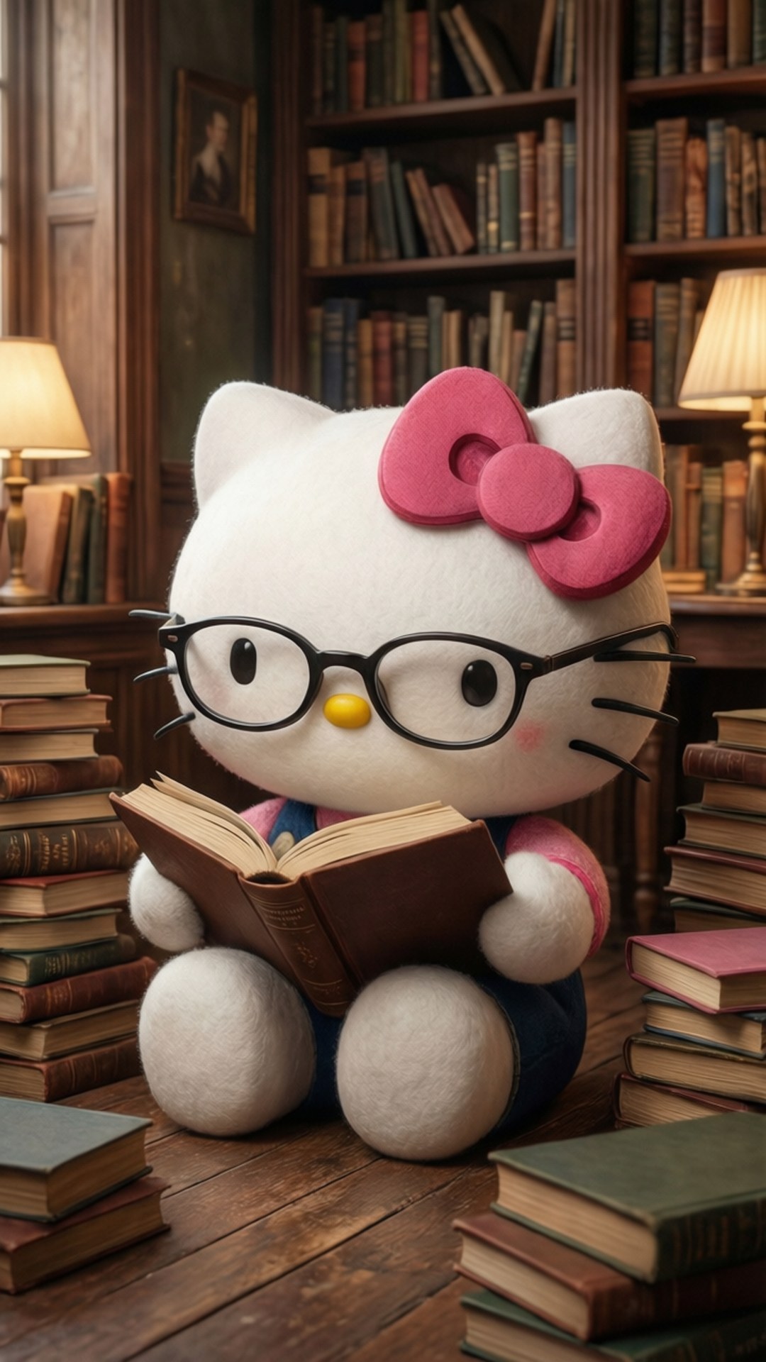 Читающая Hello Kitty Обои