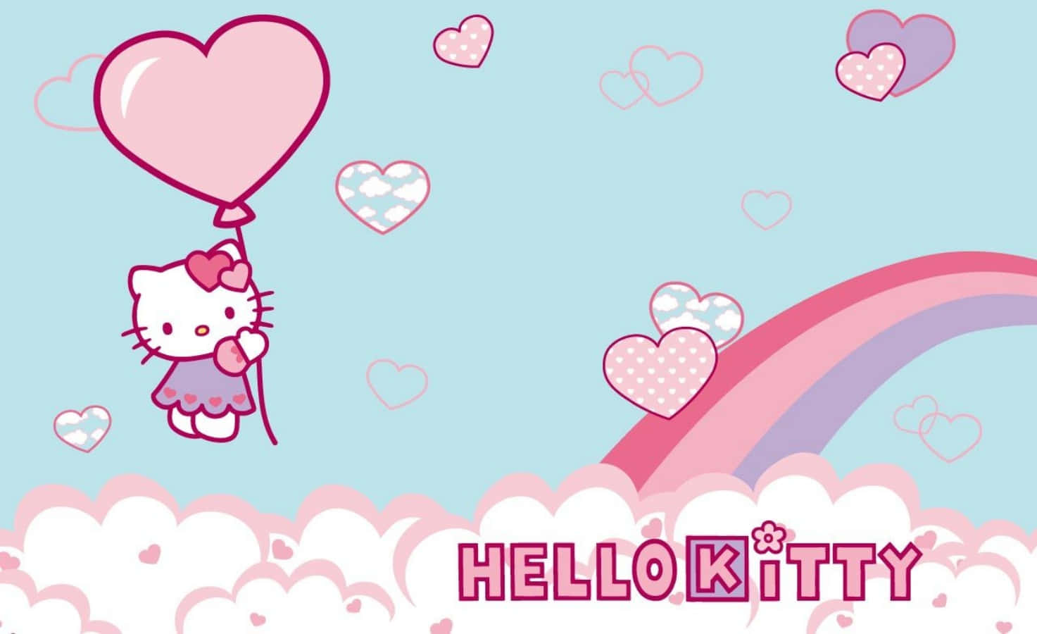 Hello Kitty ноутбук радуга и облака Обои