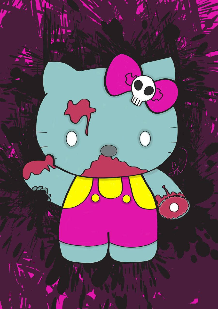 Hello Kitty Хэллоуин Жуткие Белые Глаза Обои