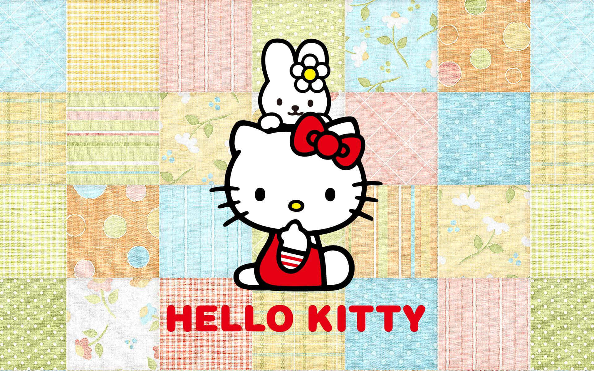 Hello Kitty на фоне узоров Обои