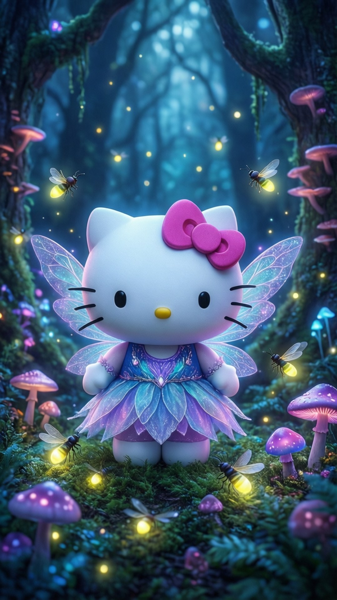 Волшебный лес Hello Kitty Обои