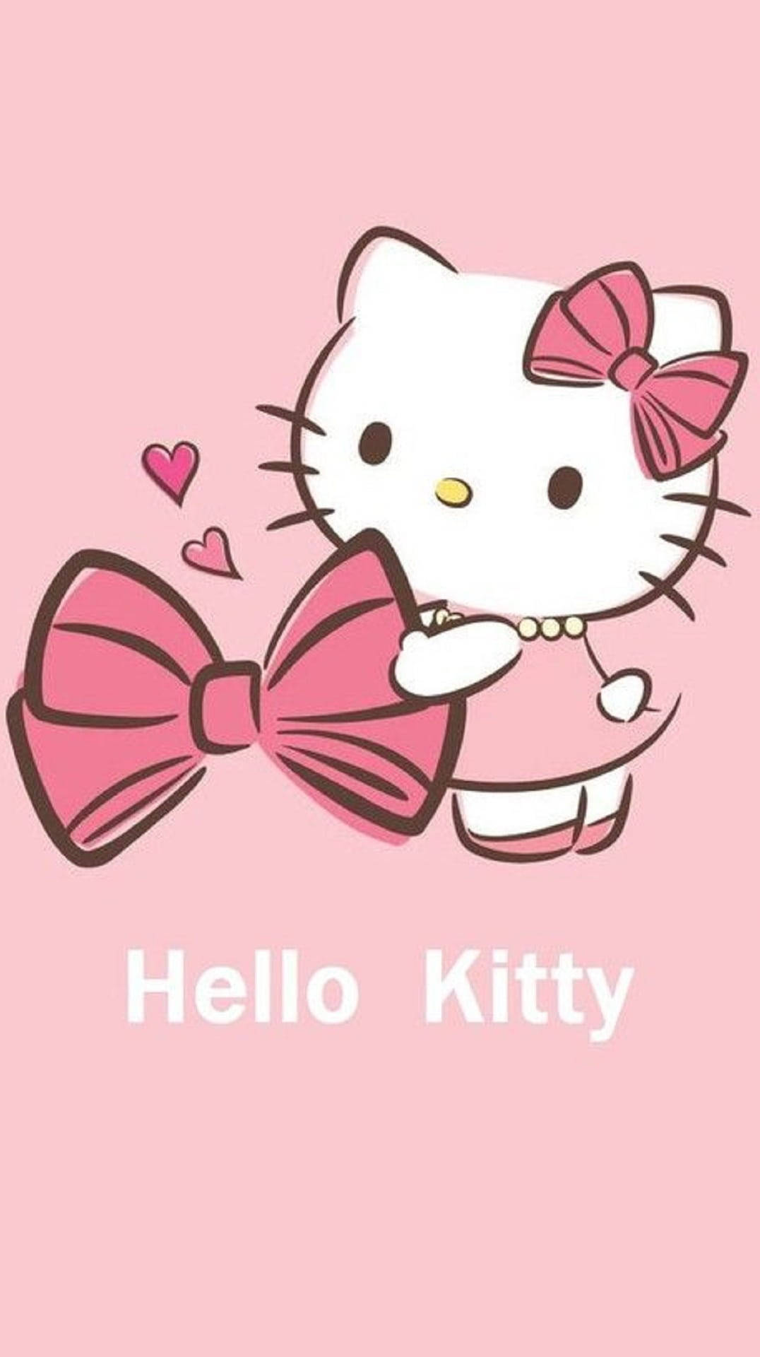 Розовая Hello Kitty с бантом Обои