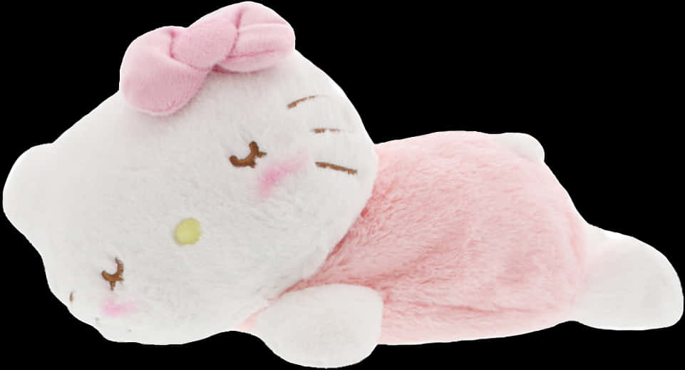Плюшевая Hello Kitty лежит Обои
