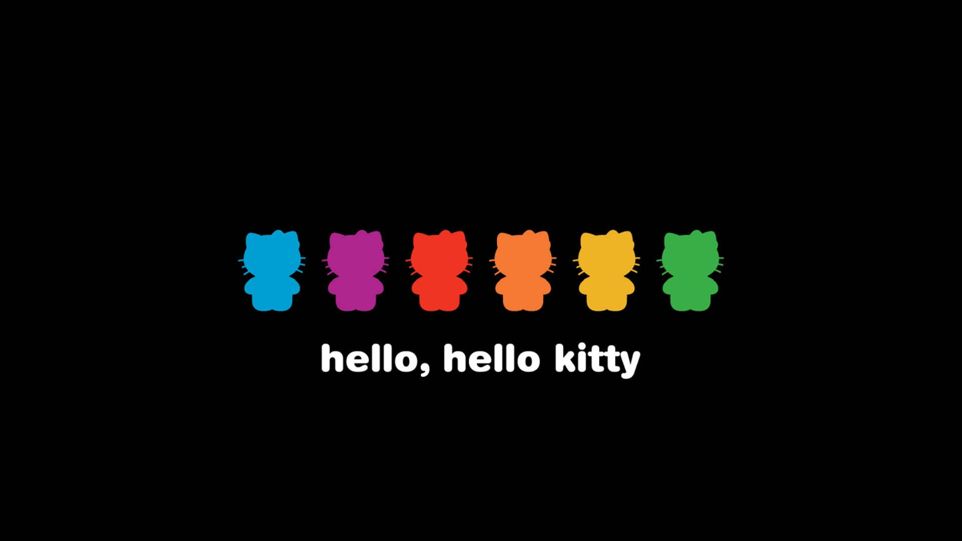 Радужная Hello Kitty на черном Обои