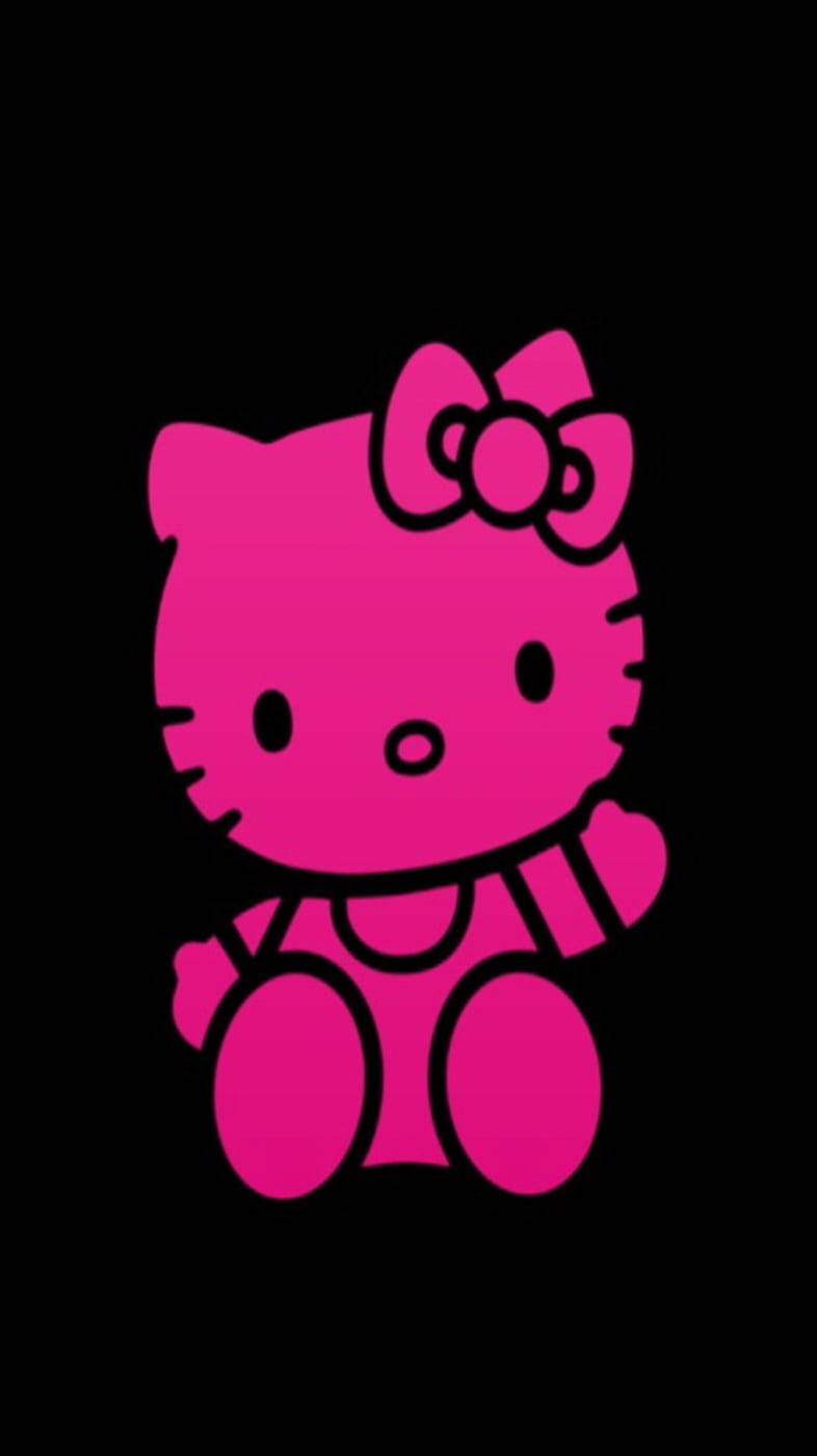 Горячий розовый и чёрный Hello Kitty Обои