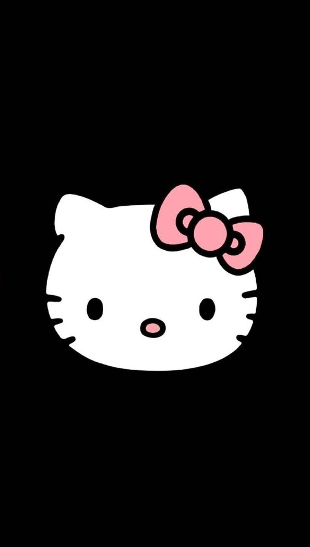 Черный рисунок Hello Kitty в мультяшном стиле Обои