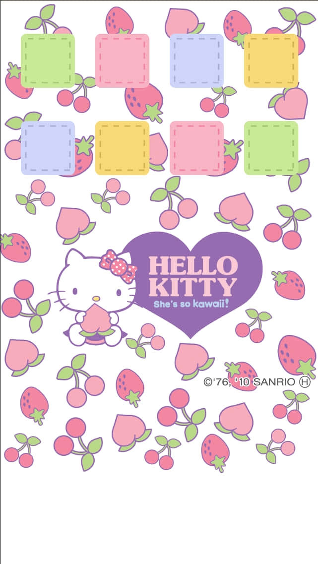 Hello Kitty Кавайный фруктовый узор Обои