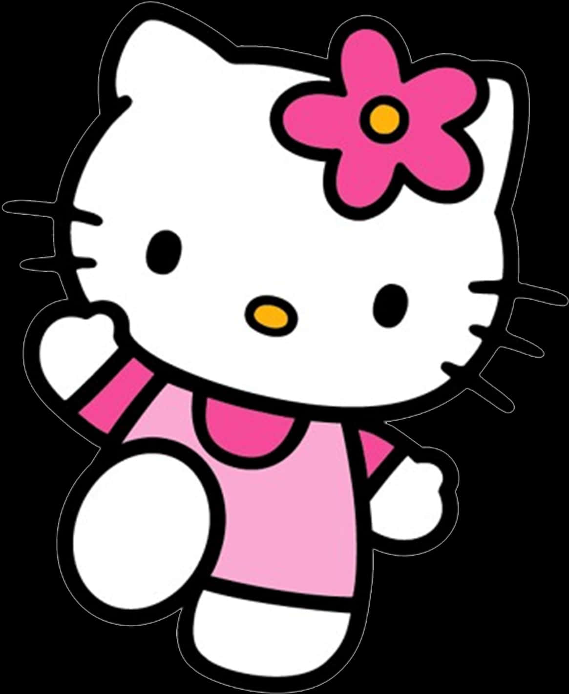 Hello Kitty в розовом наряде с цветком Обои