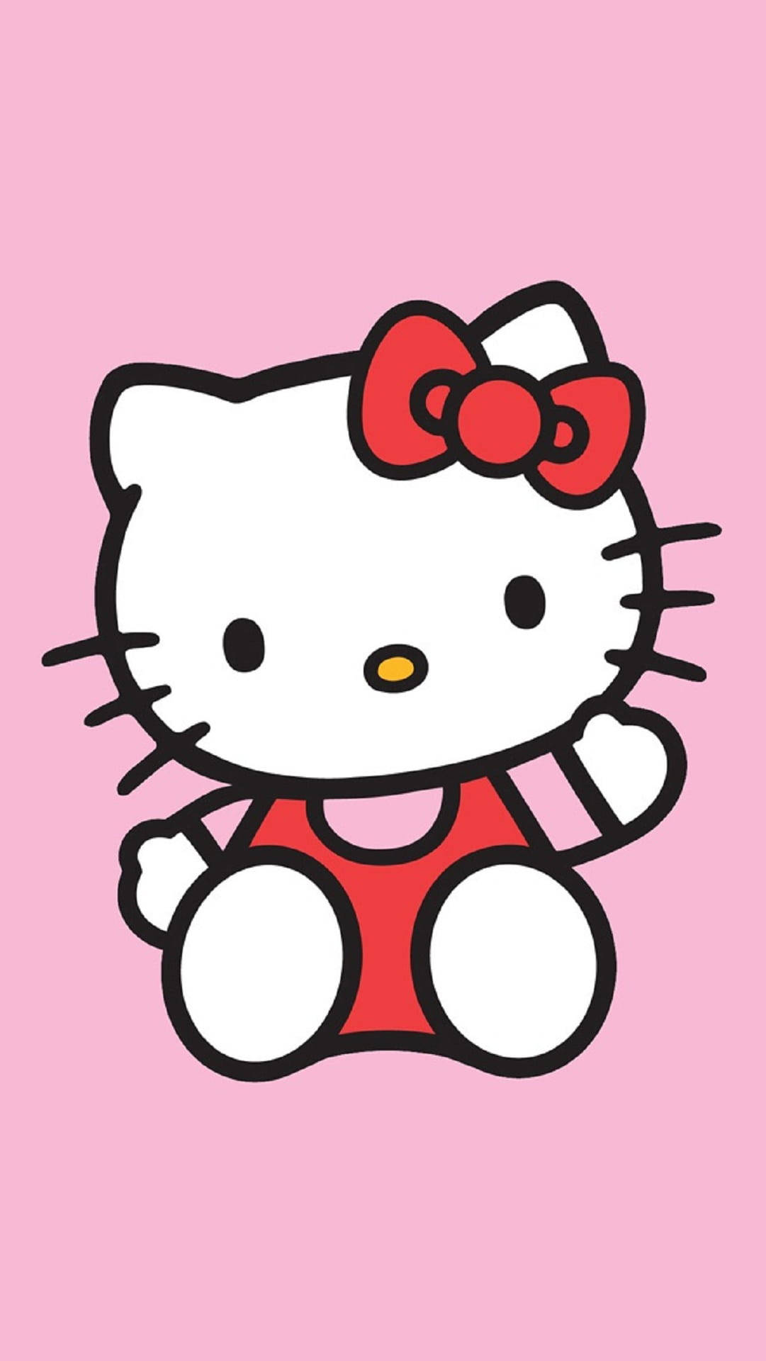 Розовая Hello Kitty машет и сидит Обои