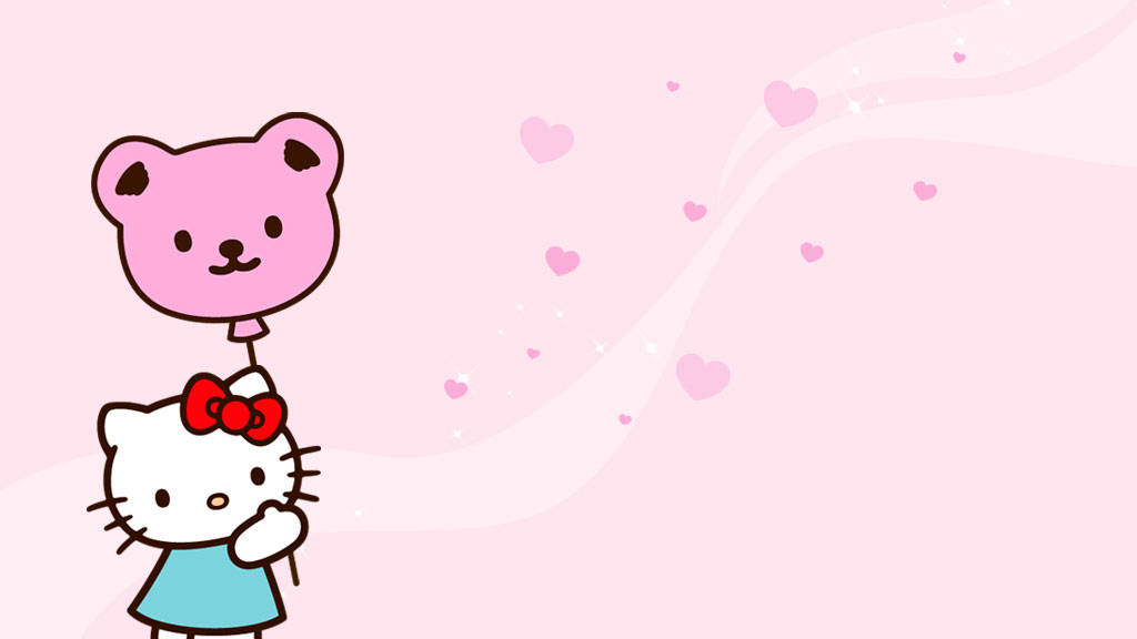 Эстетика Hello Kitty с воздушным шаром-медведем Обои
