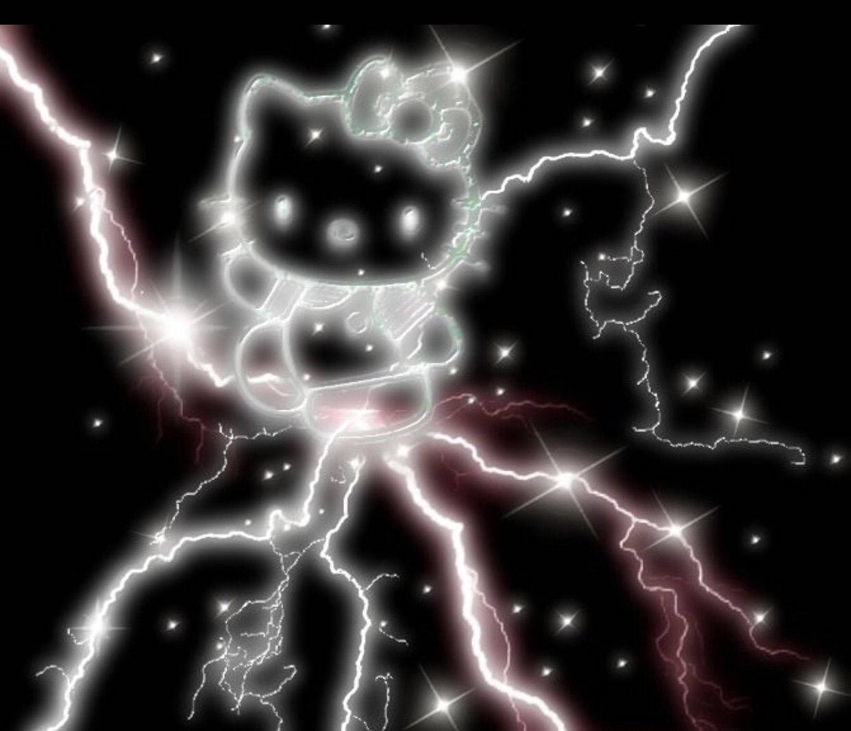 Hello Kitty Гранж PFP с молнией Обои