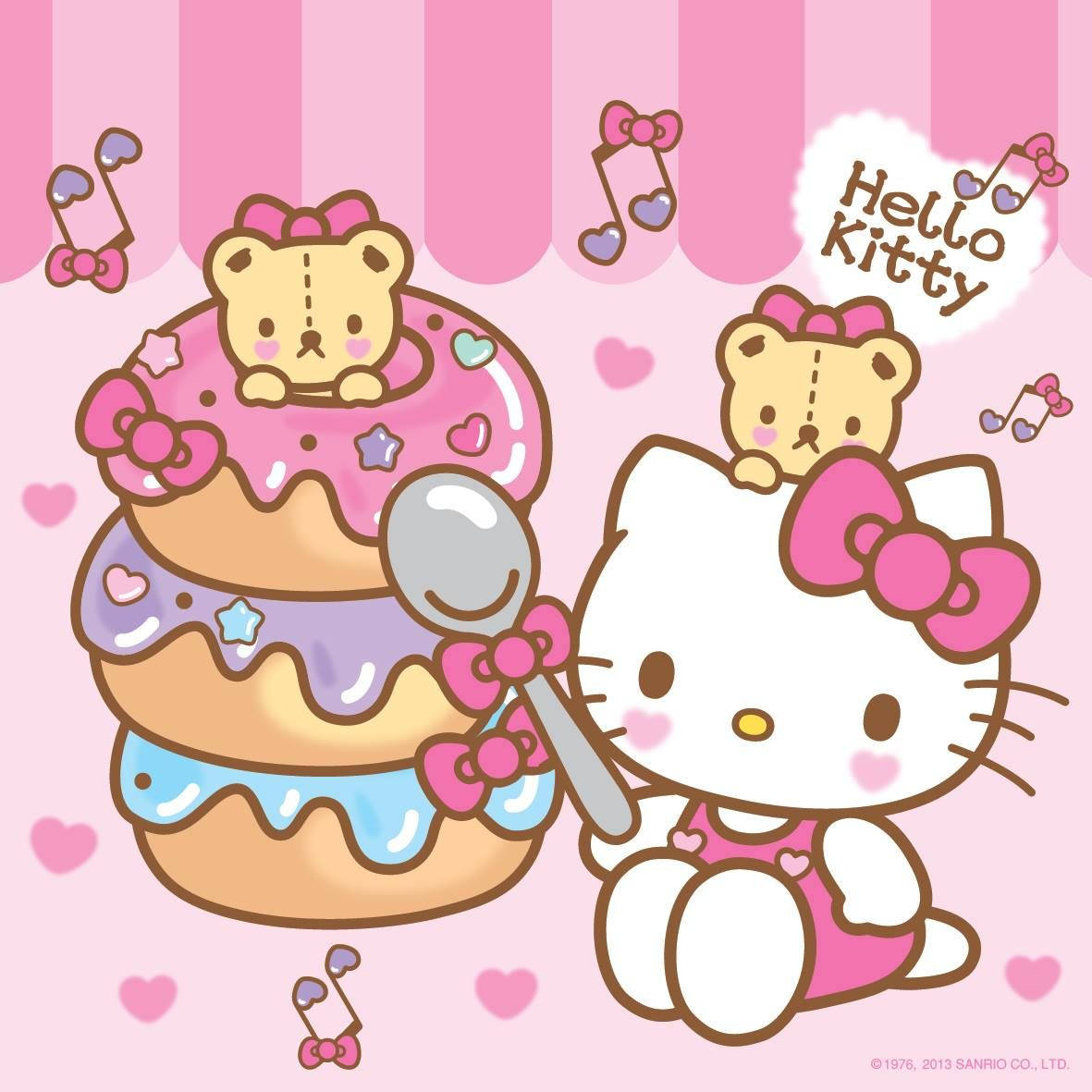 Пончики и мультяшный Hello Kitty PFP Обои