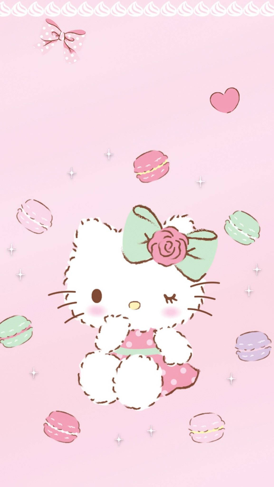 Макаруны и мультяшная Hello Kitty PFP Обои