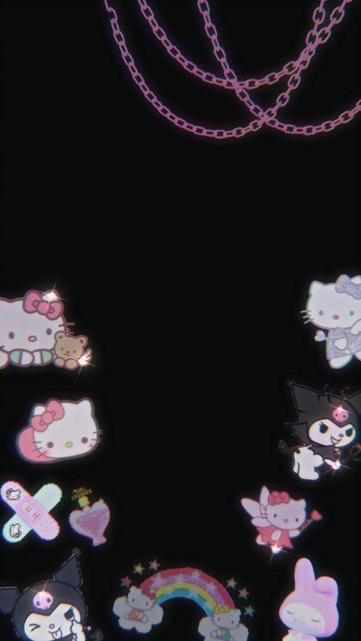 Черная Hello Kitty и персонажи Sanrio Обои