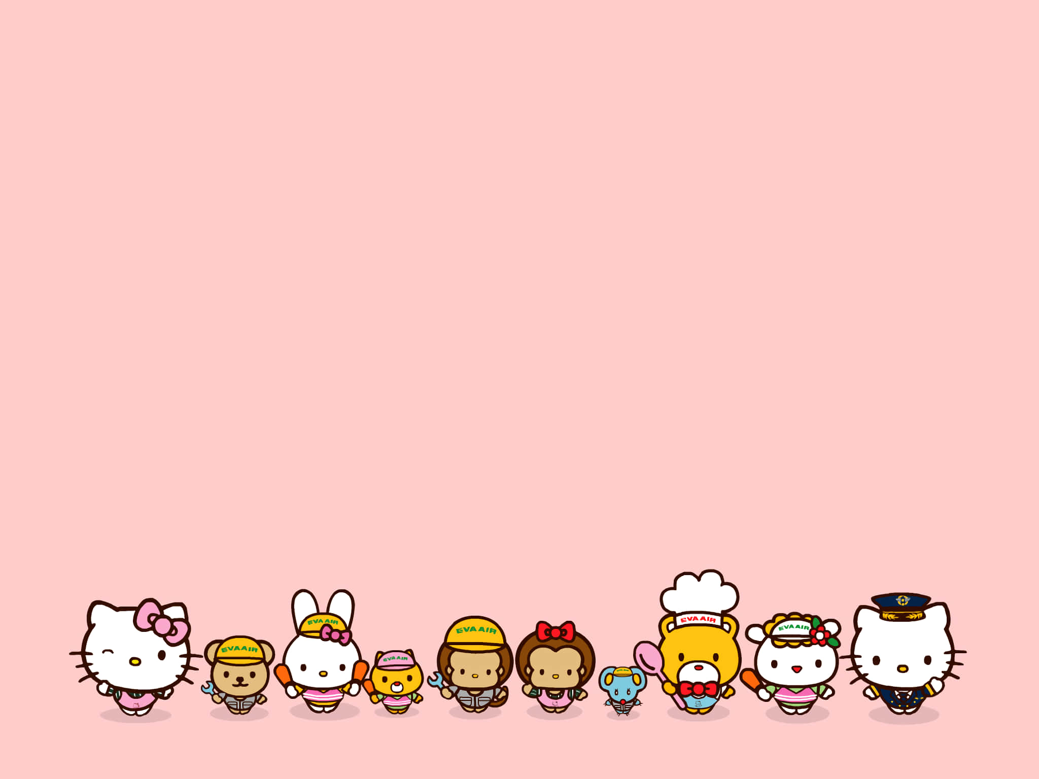 Hello Kitty и персонажи Sanrio на заднем плане Обои