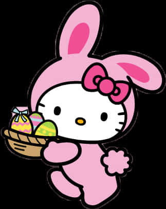 Костюм зайчика Hello Kitty с пасхальными яйцами Обои