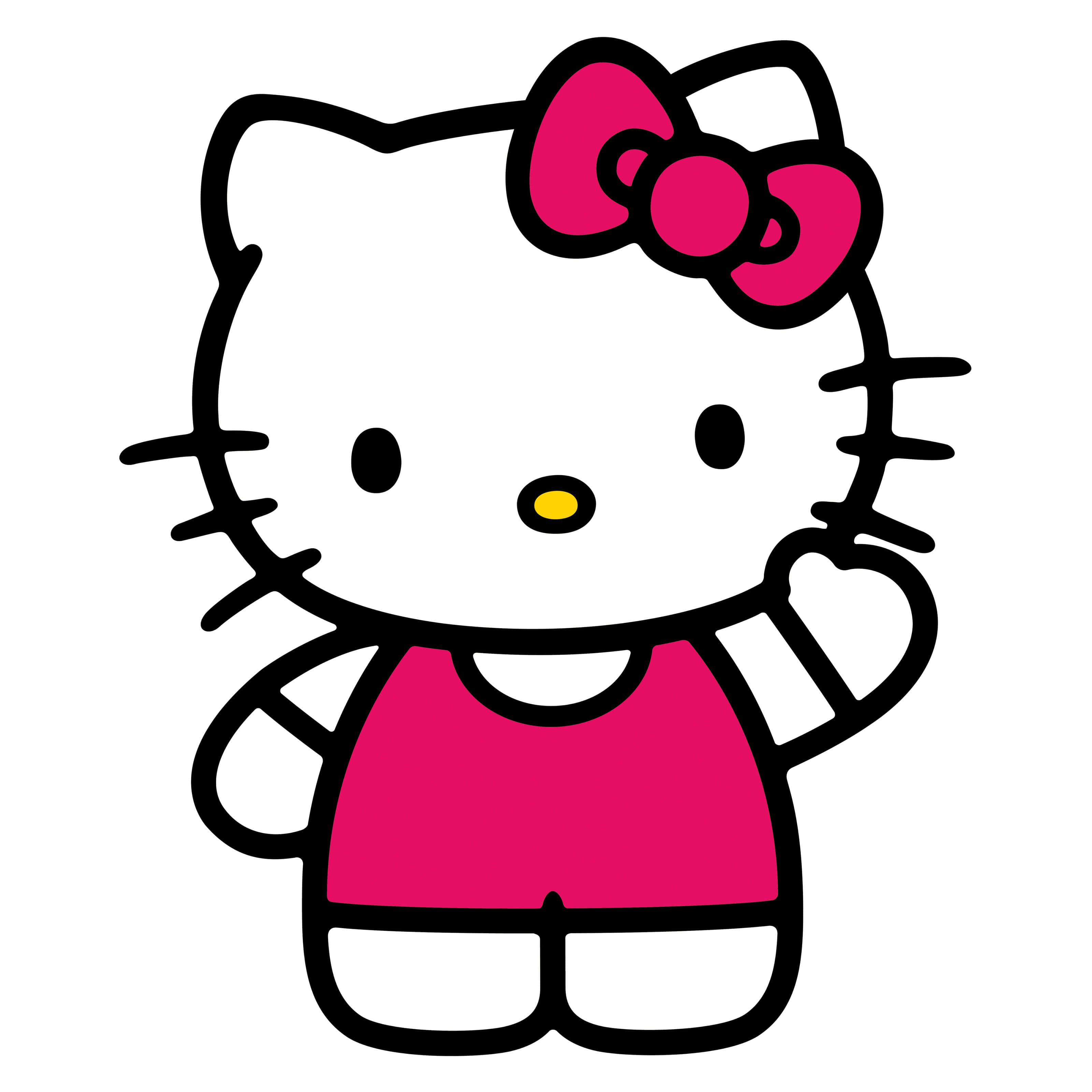 Машущая Hello Kitty на розовом фоне Обои