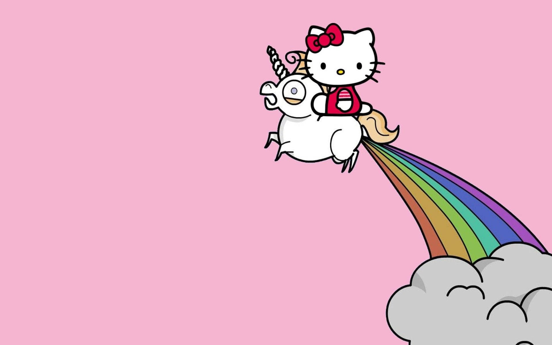 Единорог в эстетике Hello Kitty Обои