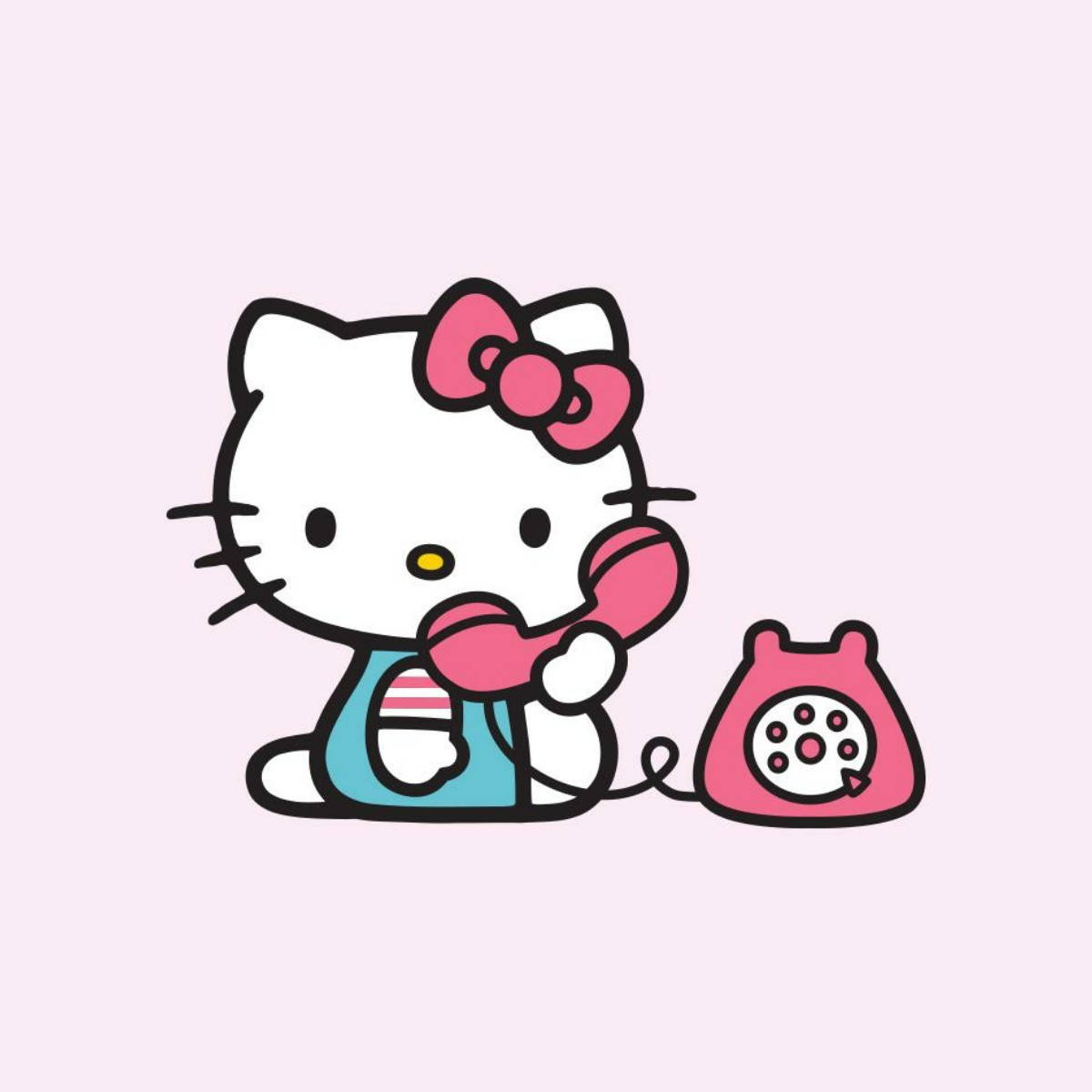 Винтажный телефон и аватарка Hello Kitty Обои