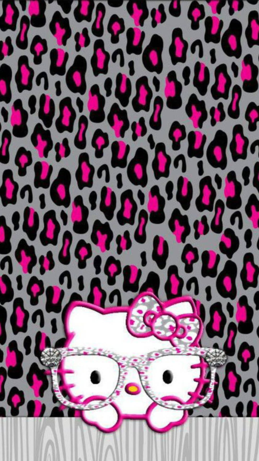 Hello Kitty на милом леопардовом принте Обои