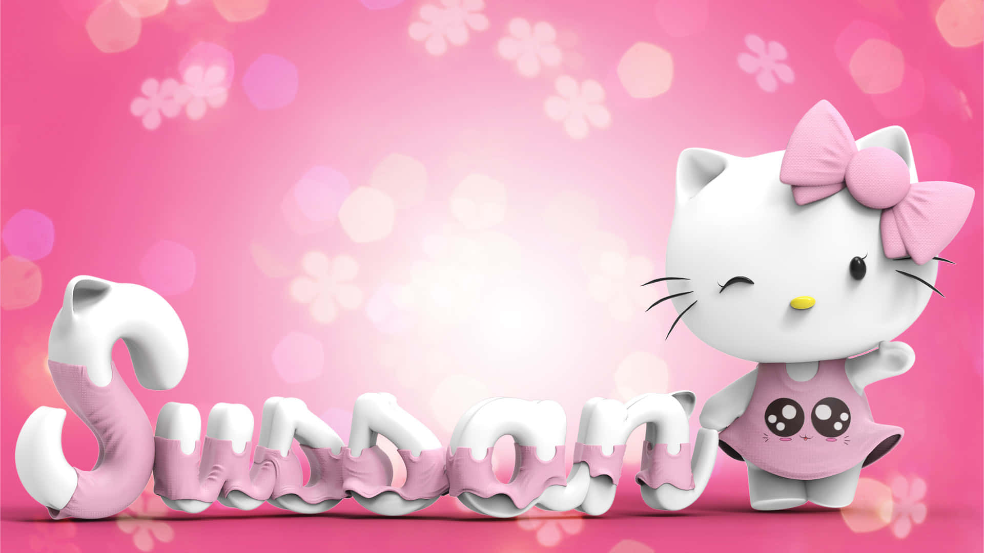 Hello Kitty подмигивает на фоне текста Обои