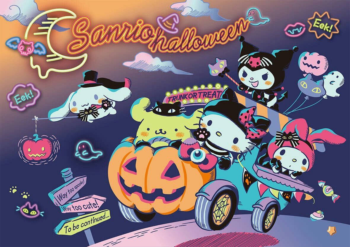 Hello Kitty Хэллоуин Тыквенная Машина Обои