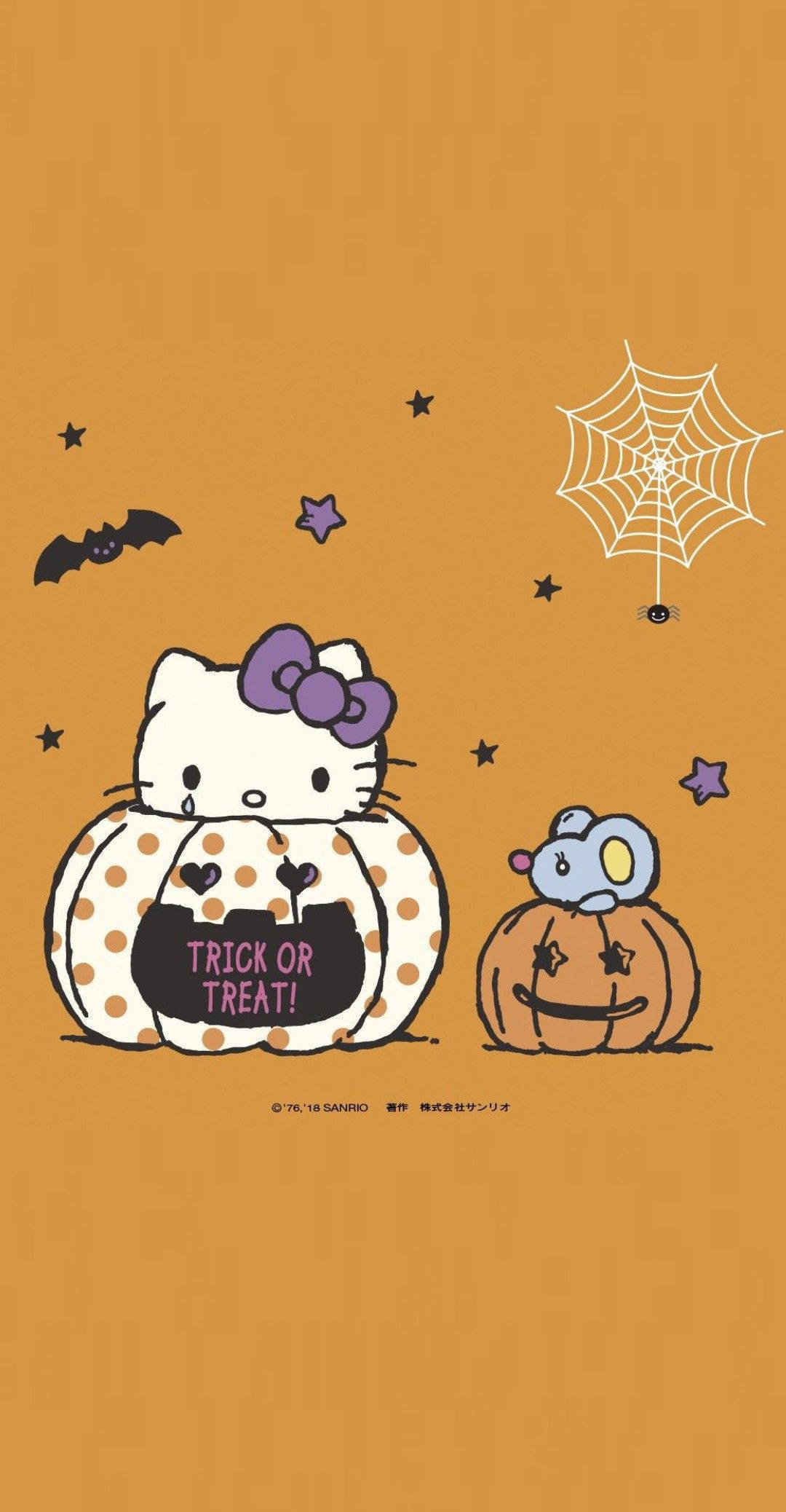 Hello Kitty Хэллоуин милый арт Обои