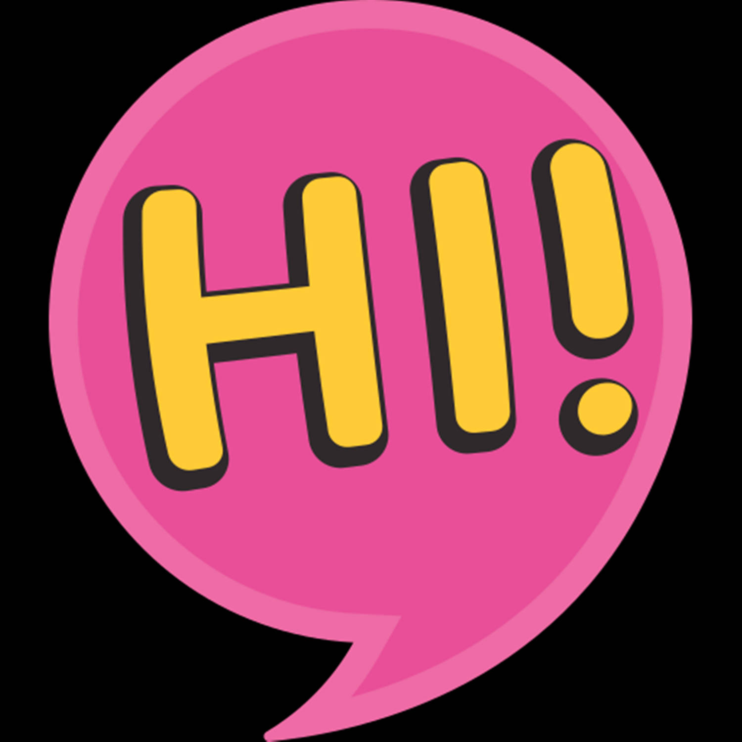 Приветствие «HI!» в розовом облачке Обои