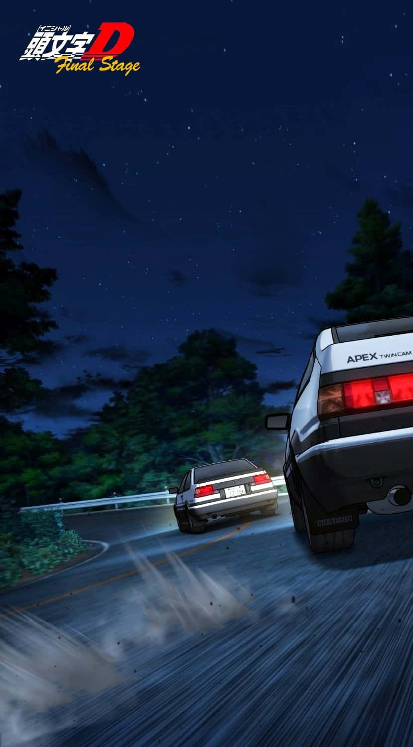 Ночная погоня на машине из Initial D Обои