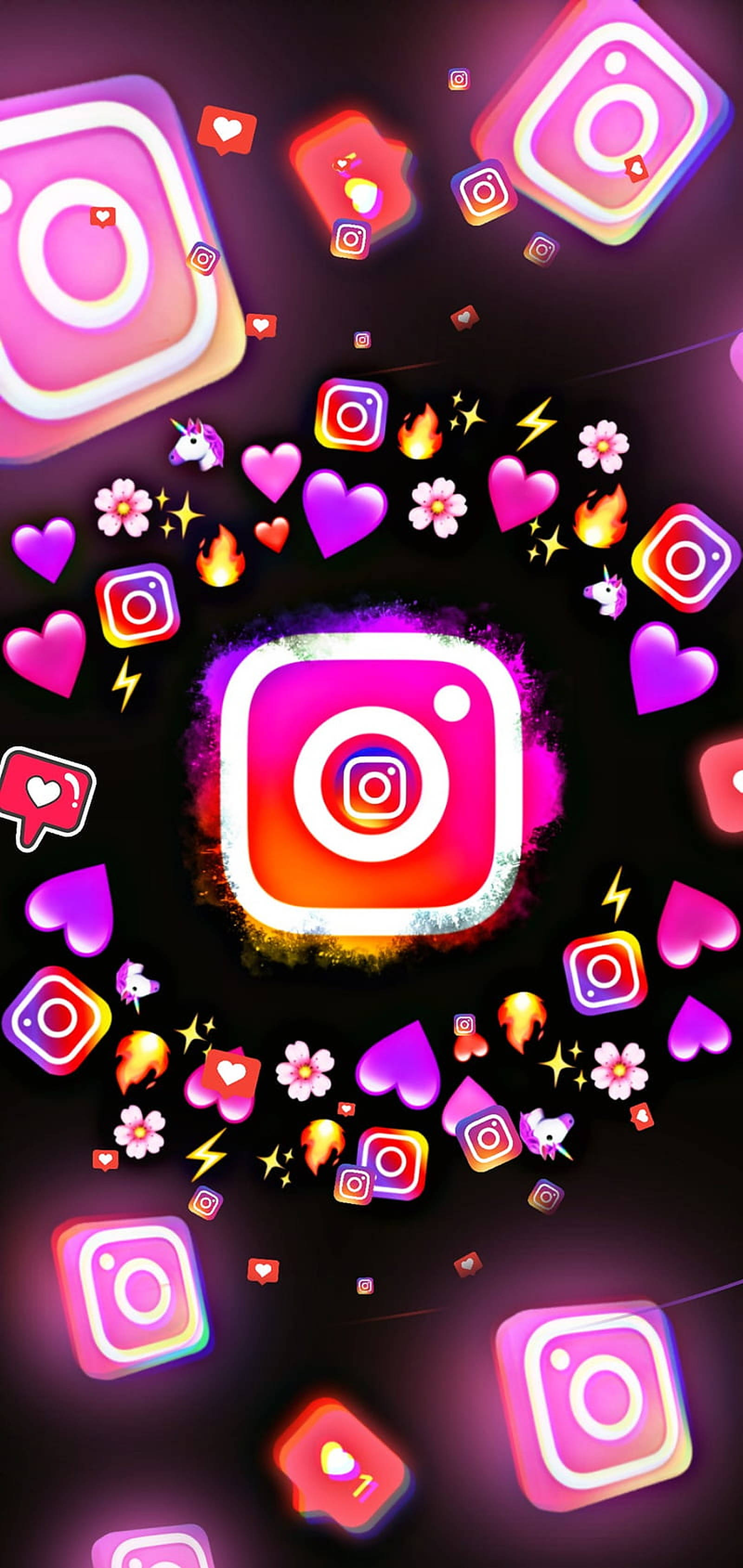 Иконка Instagram и эмодзи Обои