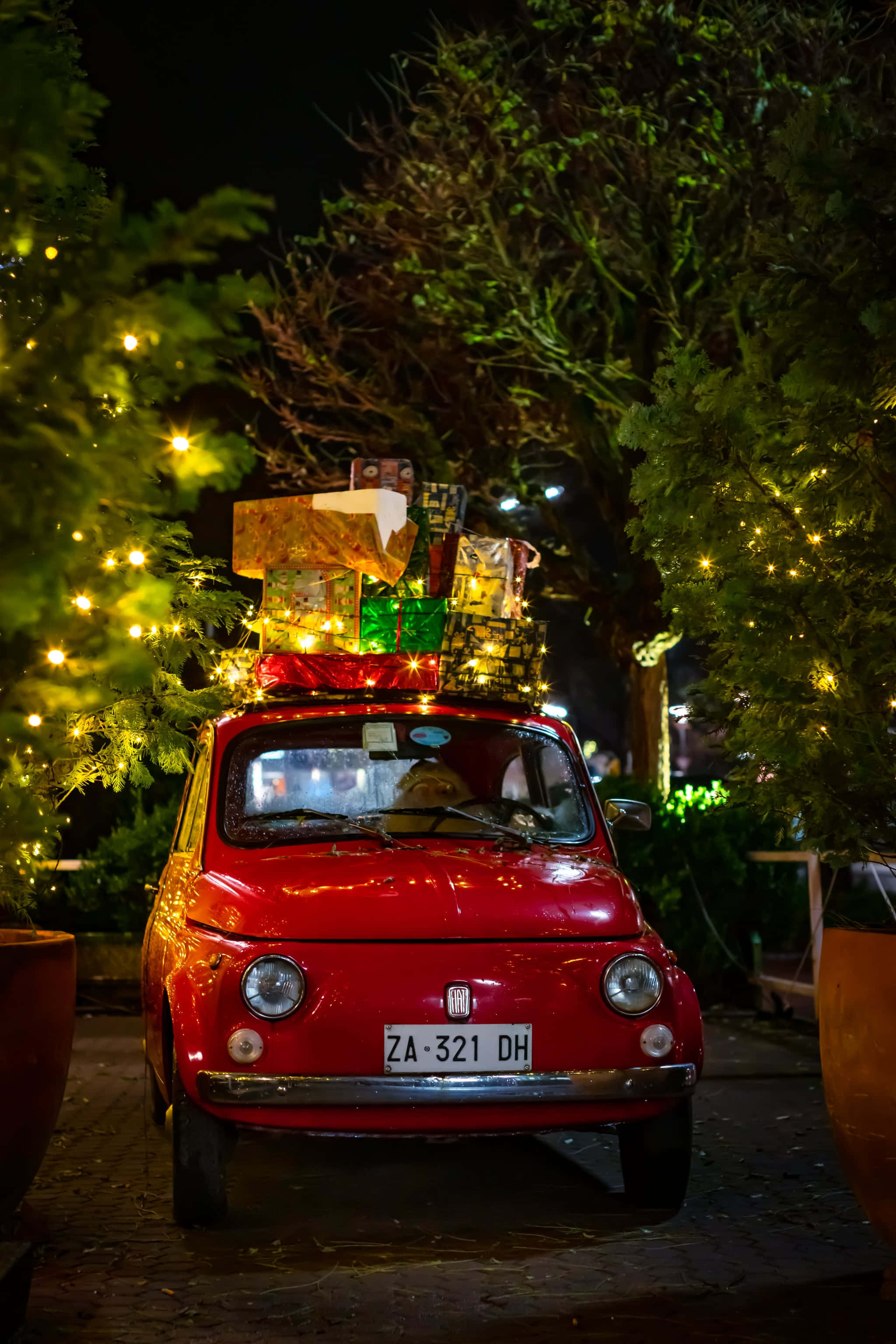 Рождественская эстетика iPhone Fiat 500 Обои