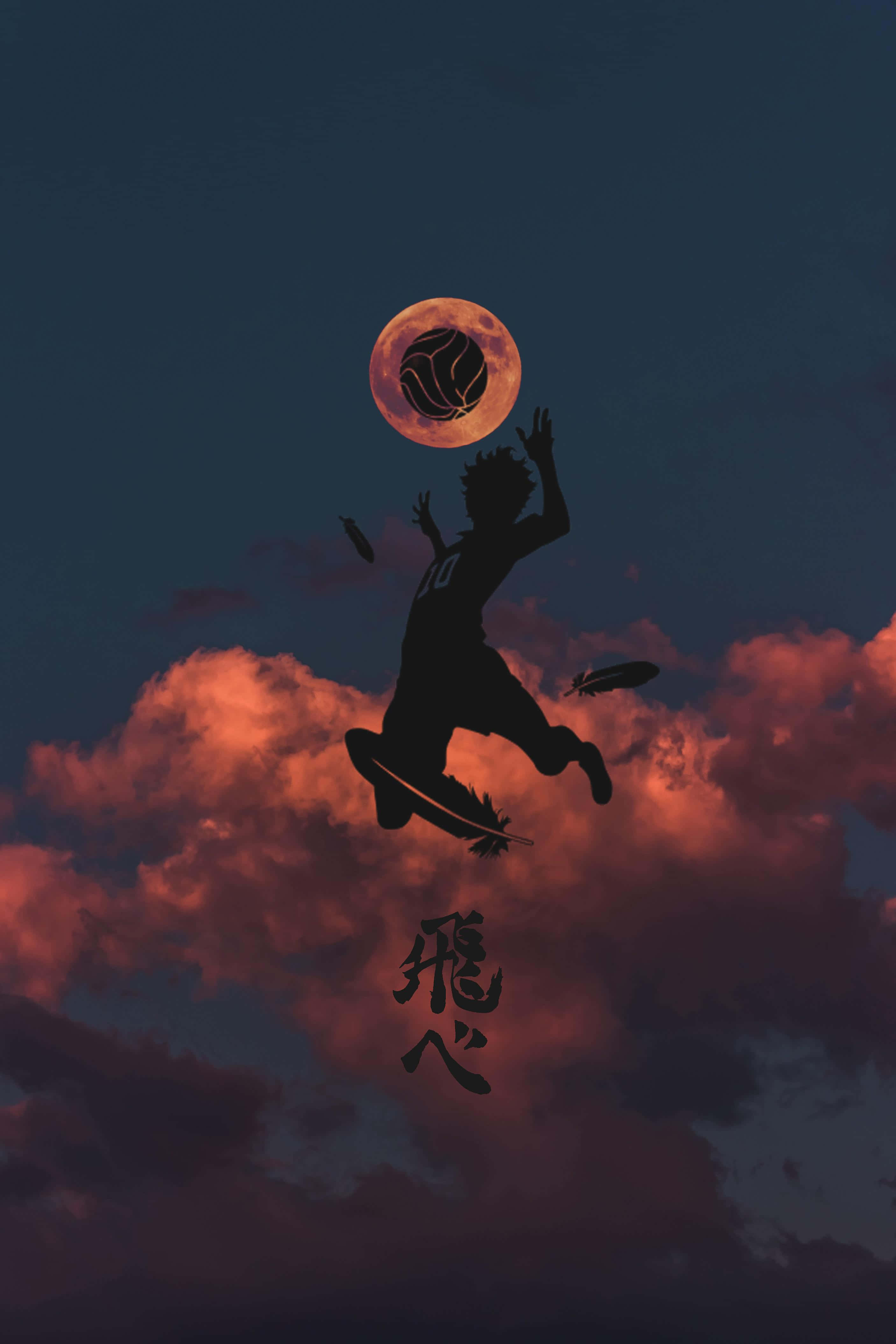 Хайкью iPhone Shoyo Hinata Силуэт Цифровое искусство Обои