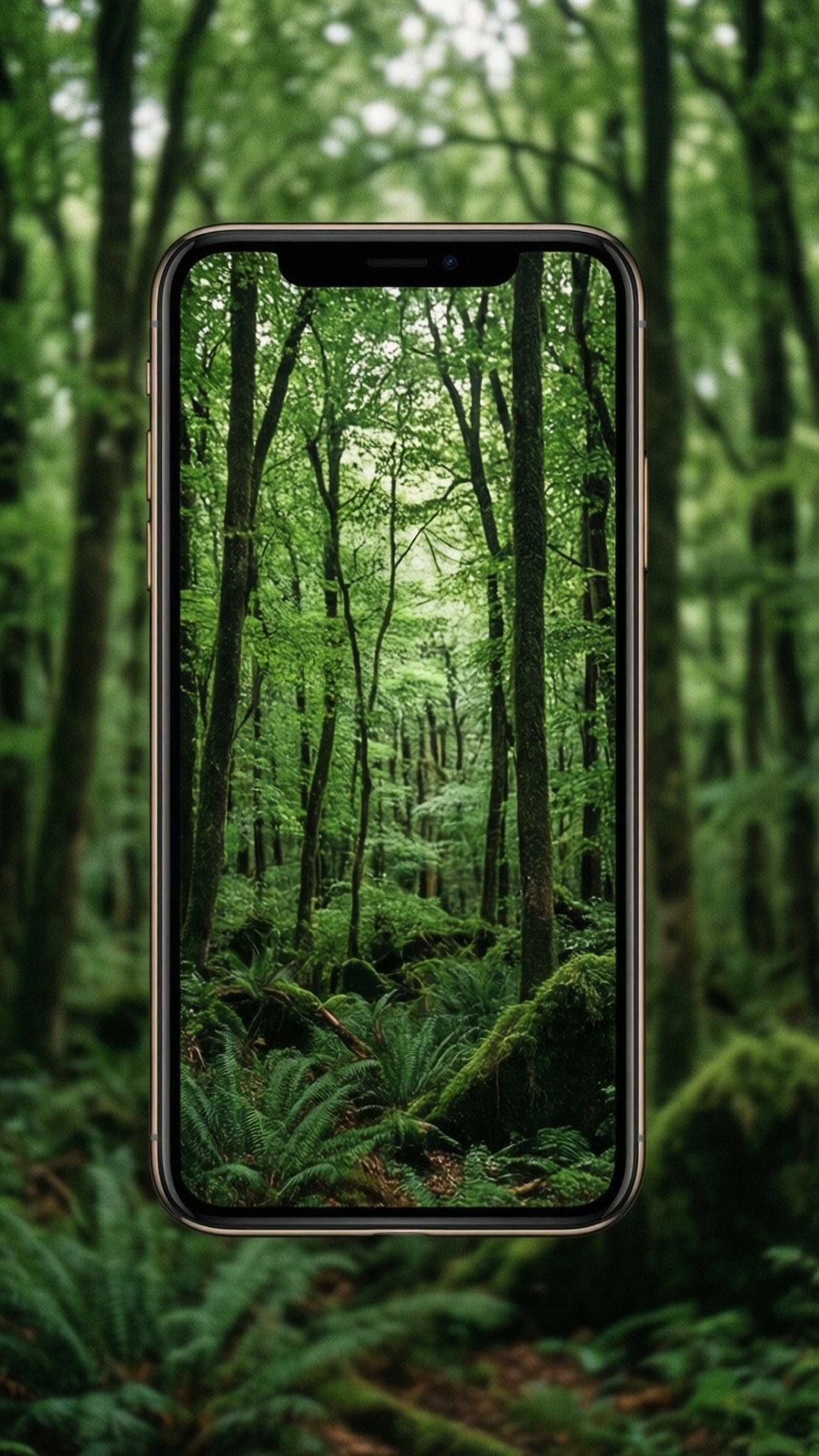 Отражение леса iPhone X Обои