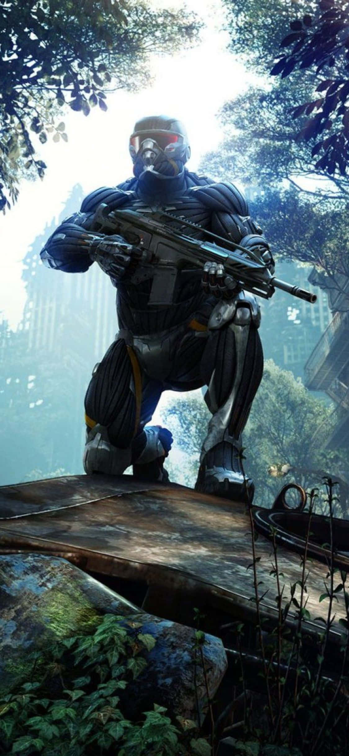 iPhone X Crysis 3 Винтовка Лесной Фон Обои