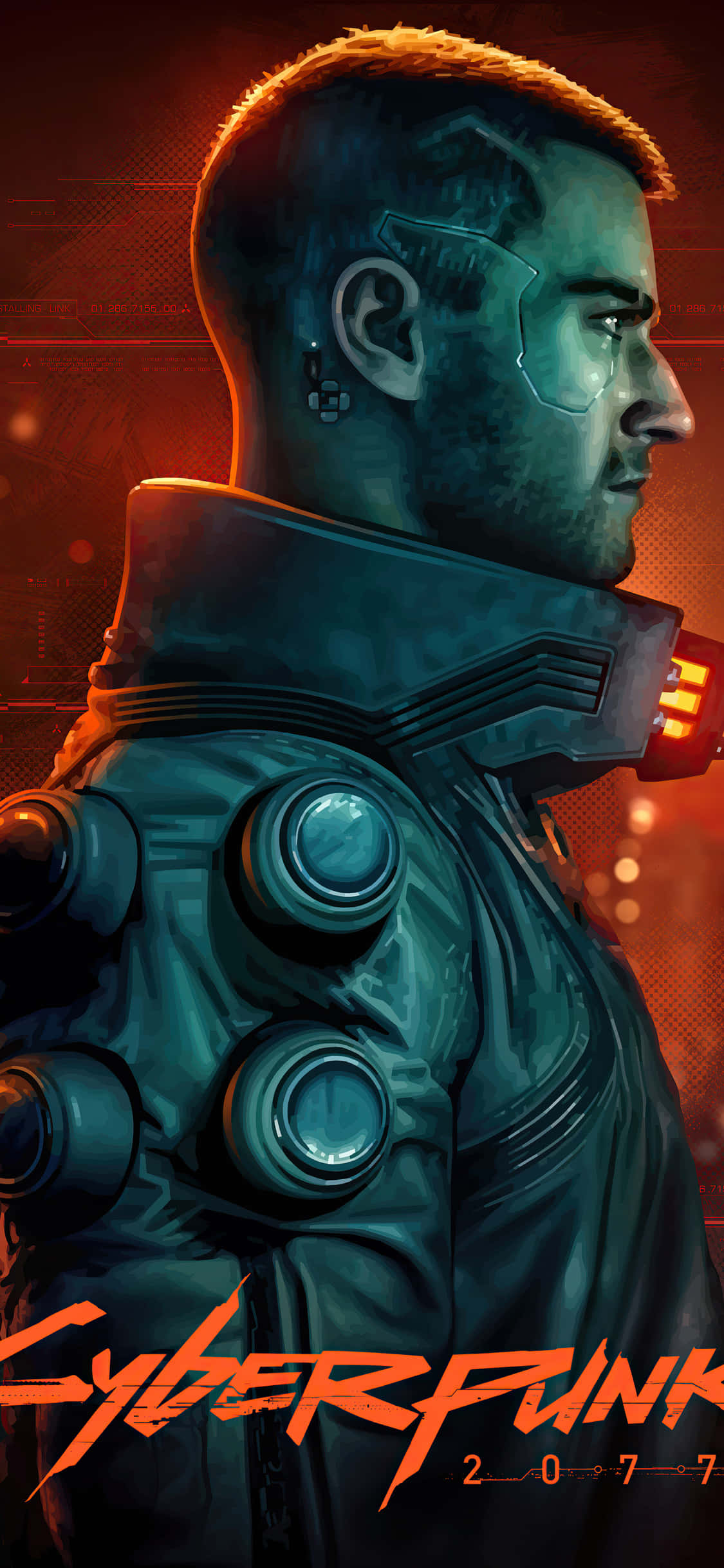 iPhone X Cyberpunk 2077 фон постер мужчина в куртке Обои