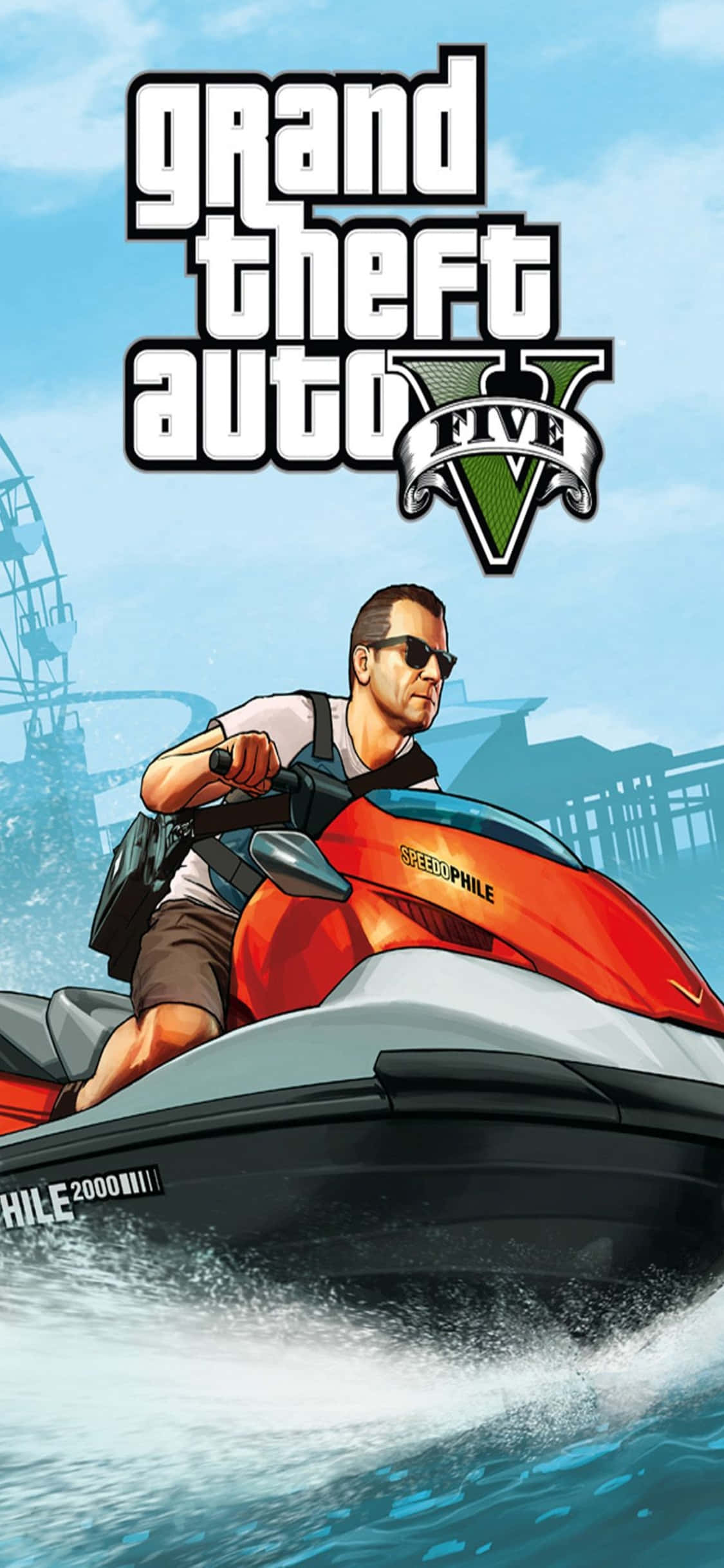 iPhone X Grand Theft Auto V фон и гидроцикл Обои