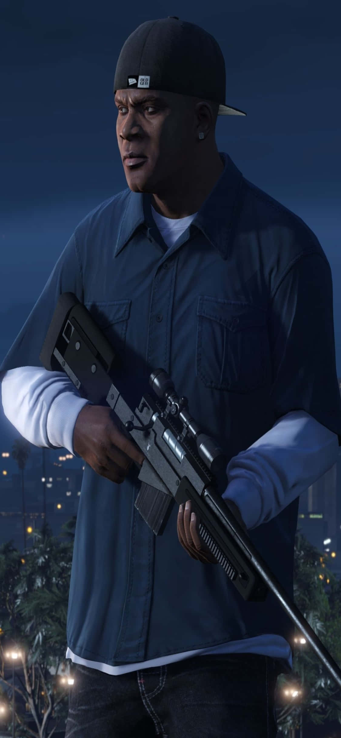 iPhone X Grand Theft Auto V фон Франклин и пистолет Обои