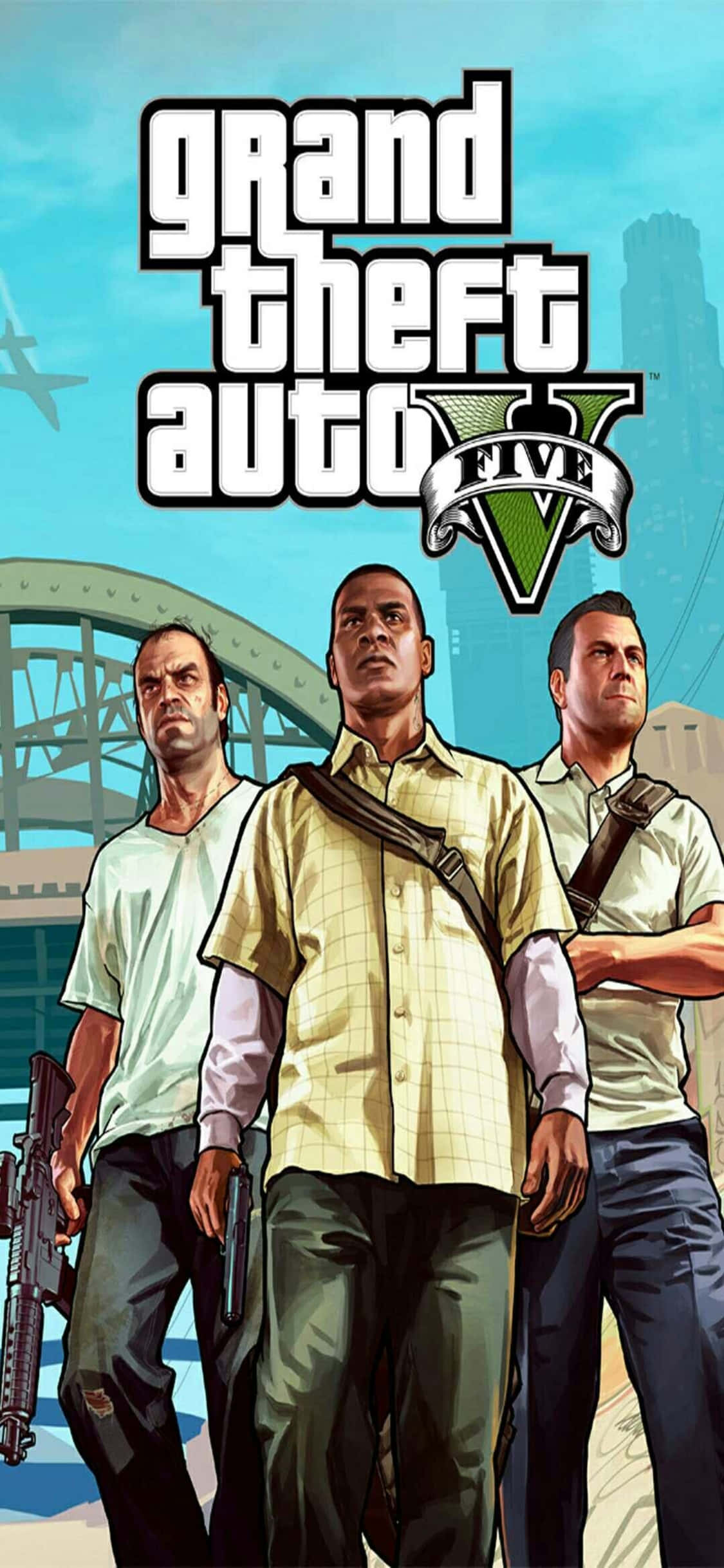 Фон iPhone X Grand Theft Auto V и протагонисты Обои
