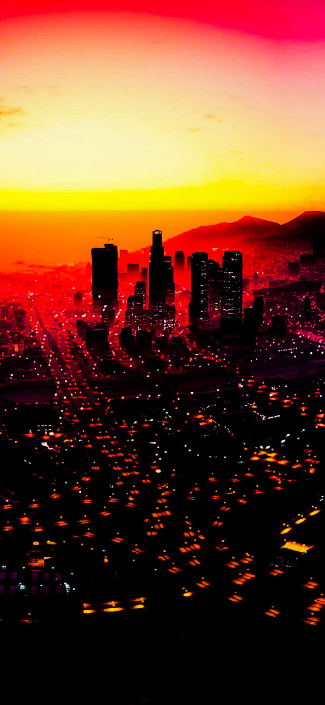 iPhone X Grand Theft Auto V фон красный закат Обои